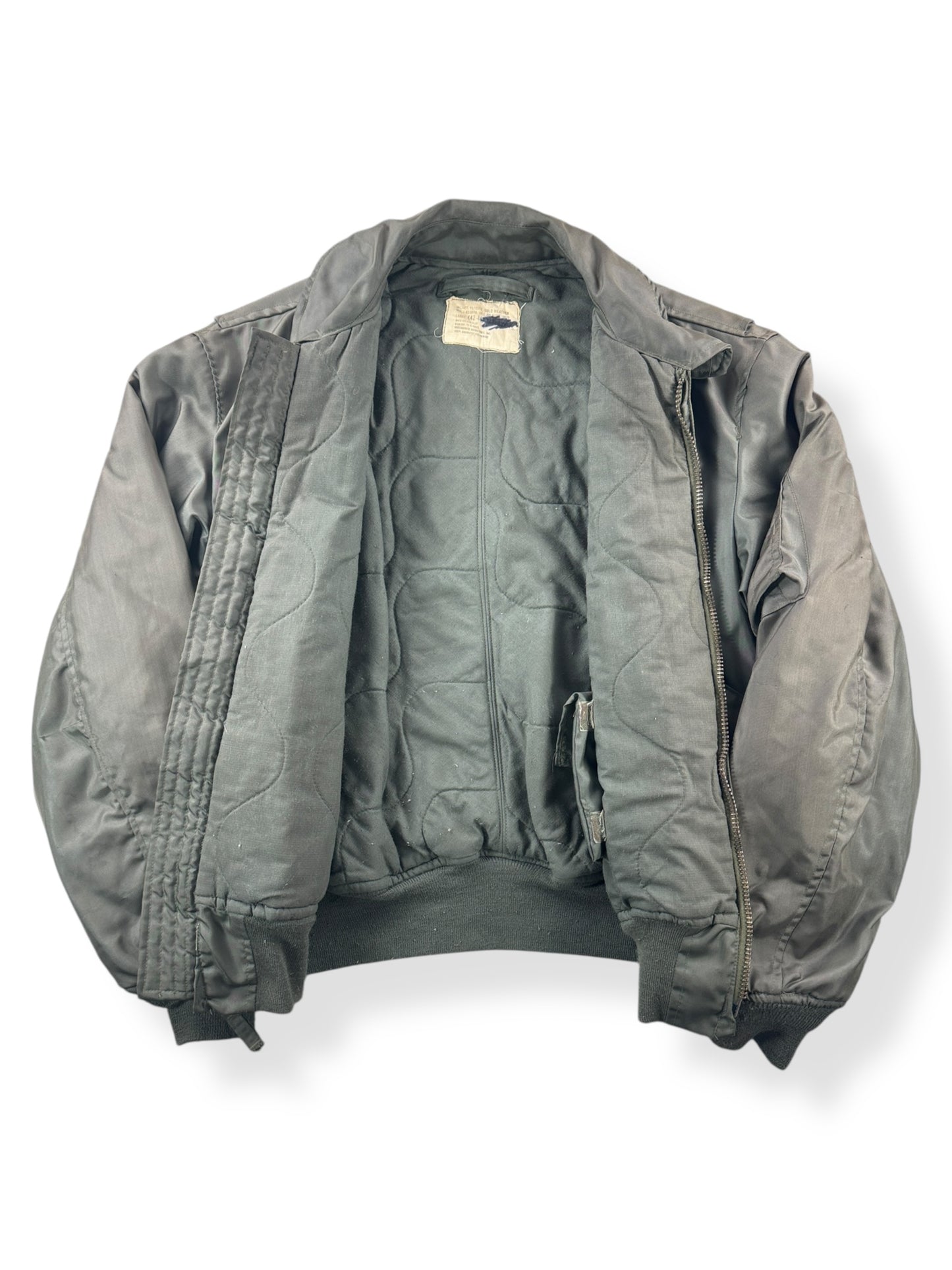 Inside of Vintage CWU Cold Weather Flyers Jacket SZ L