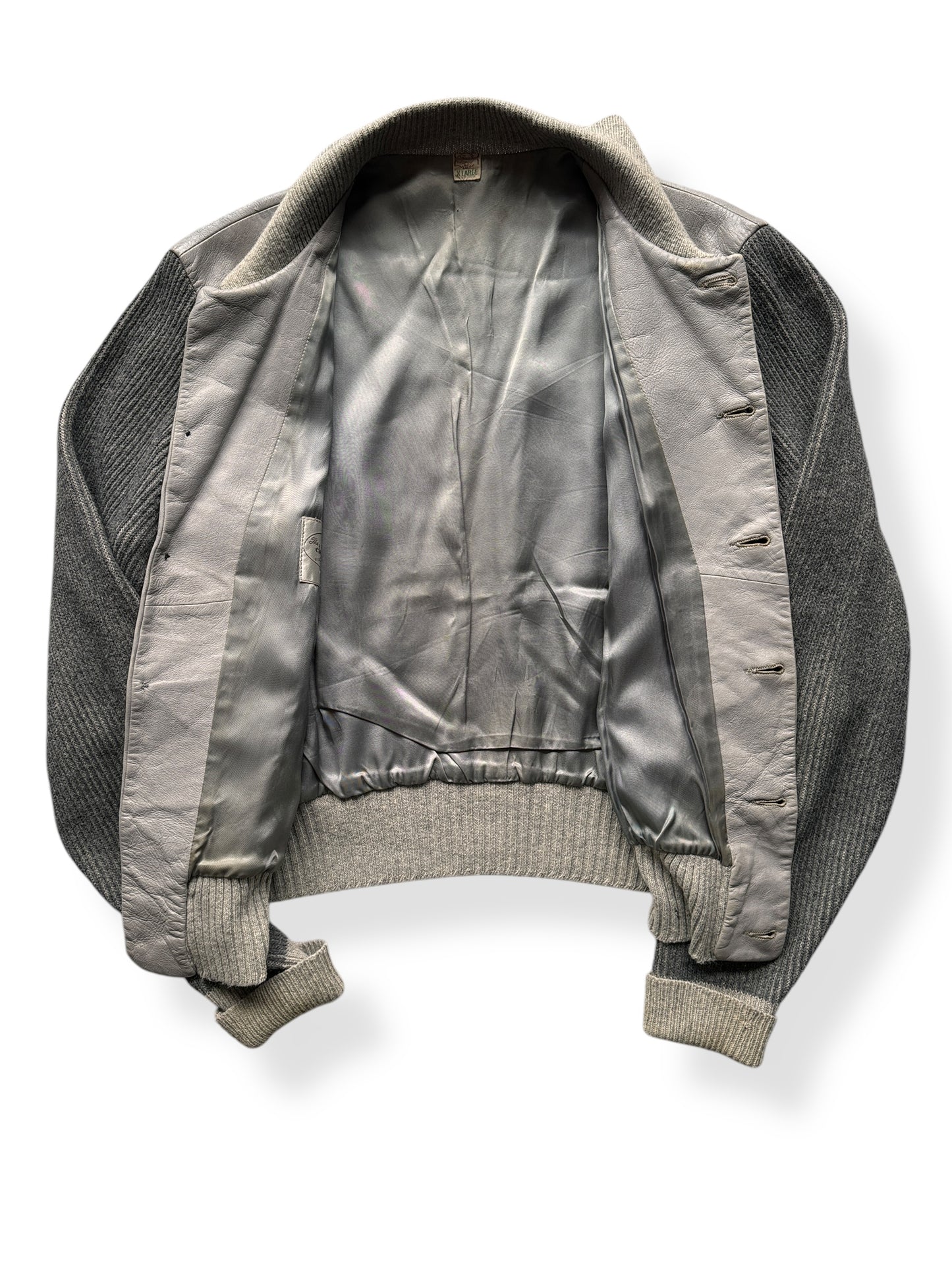 Inside of Vintage California Don's Leather Knitted Jacket SZ XL