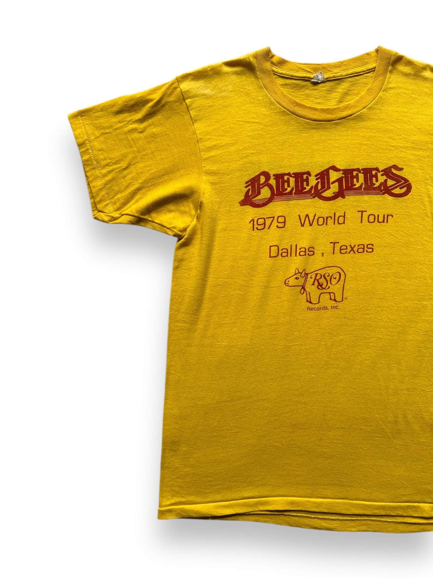 front right of Vintage 1979 BeeGees Record Store Employee Exclusive Band Tee SZ M