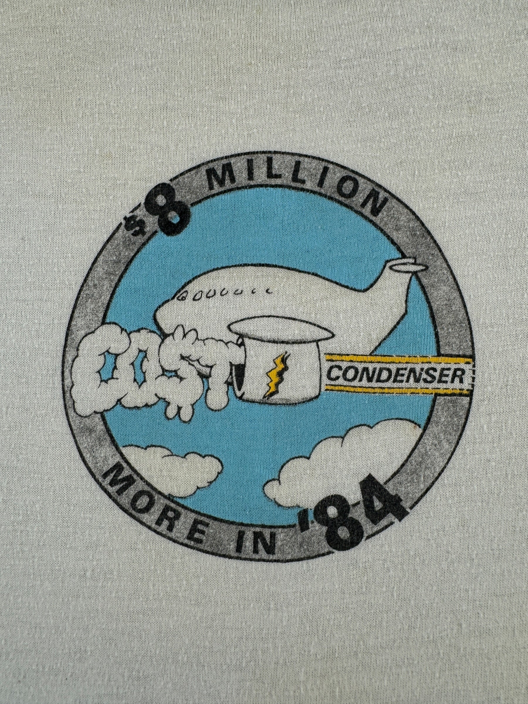 Front Graphic of Vintage Cost Condenser Airplane Ringer Tee SZ M