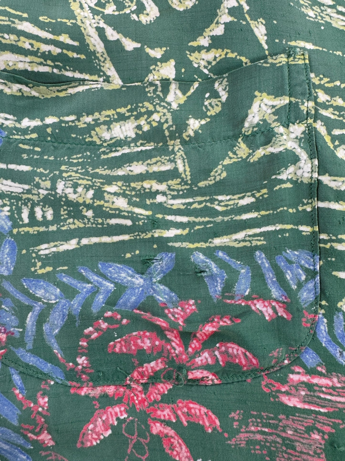 Wear on Vintage Gaugin Print Aloha Shirt SZ L