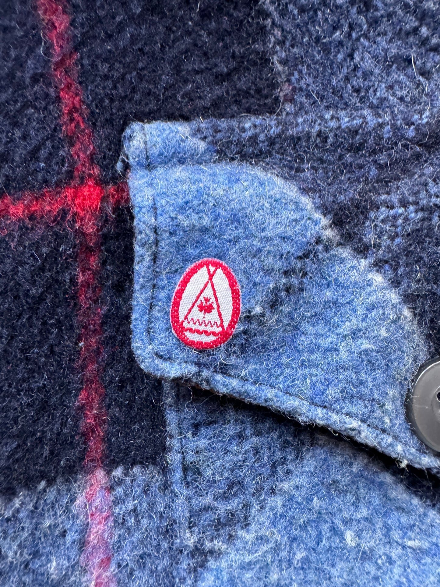 small patch on Vintage Plaid Wool Shirt Jac SZ XL