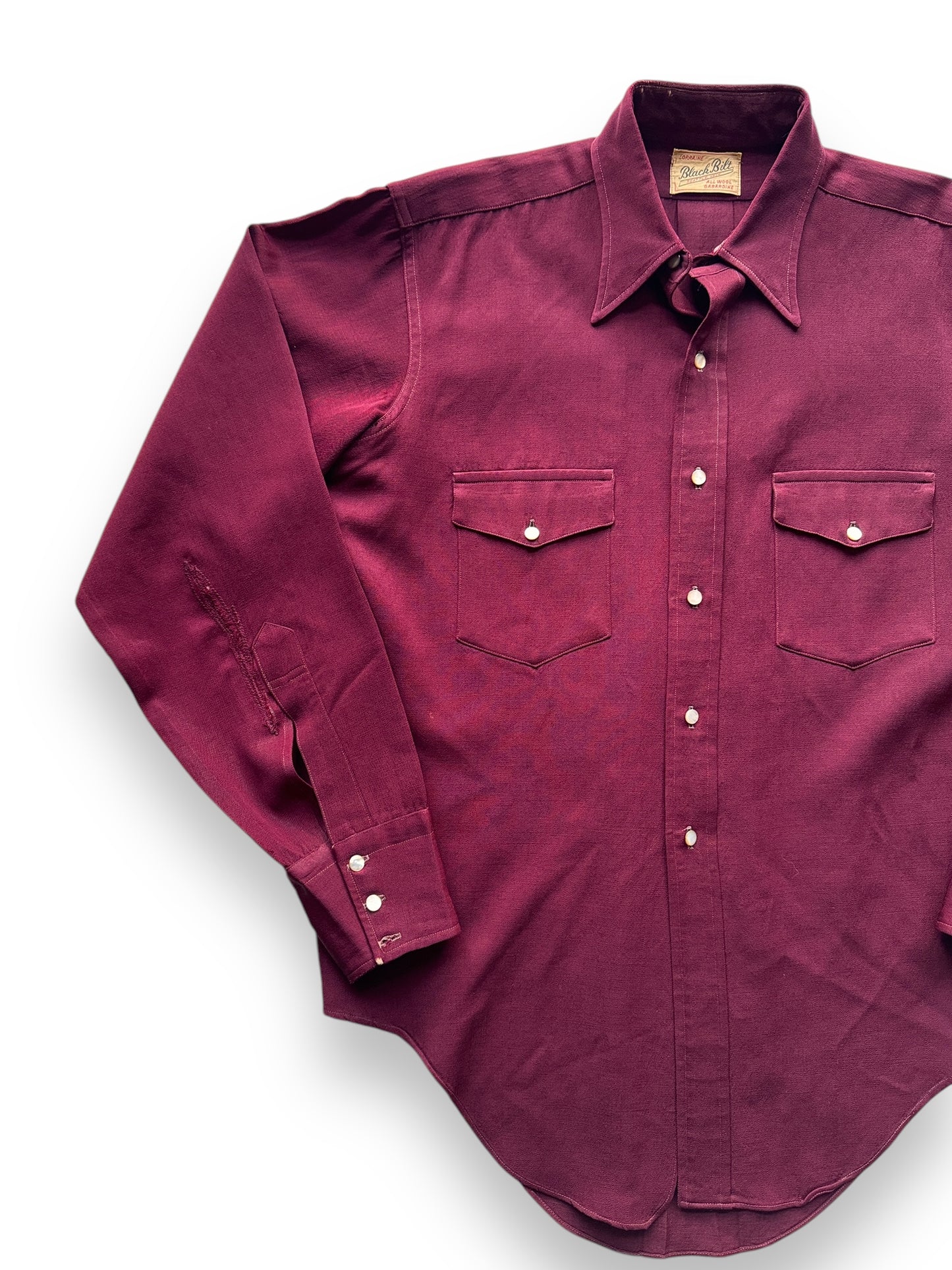 front right of Vintage Lorraine Black Bilt Gabardine Western Shirt SZ XL