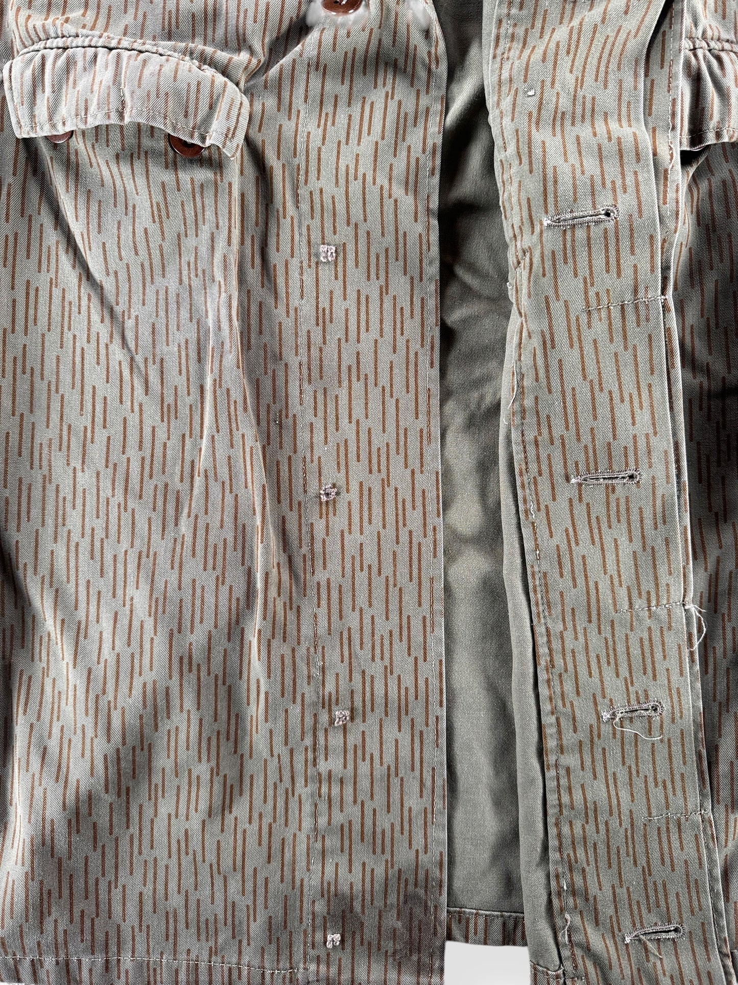 Missing Buttons on Vintage Rain Camo Field Jacket SZ L AS IS