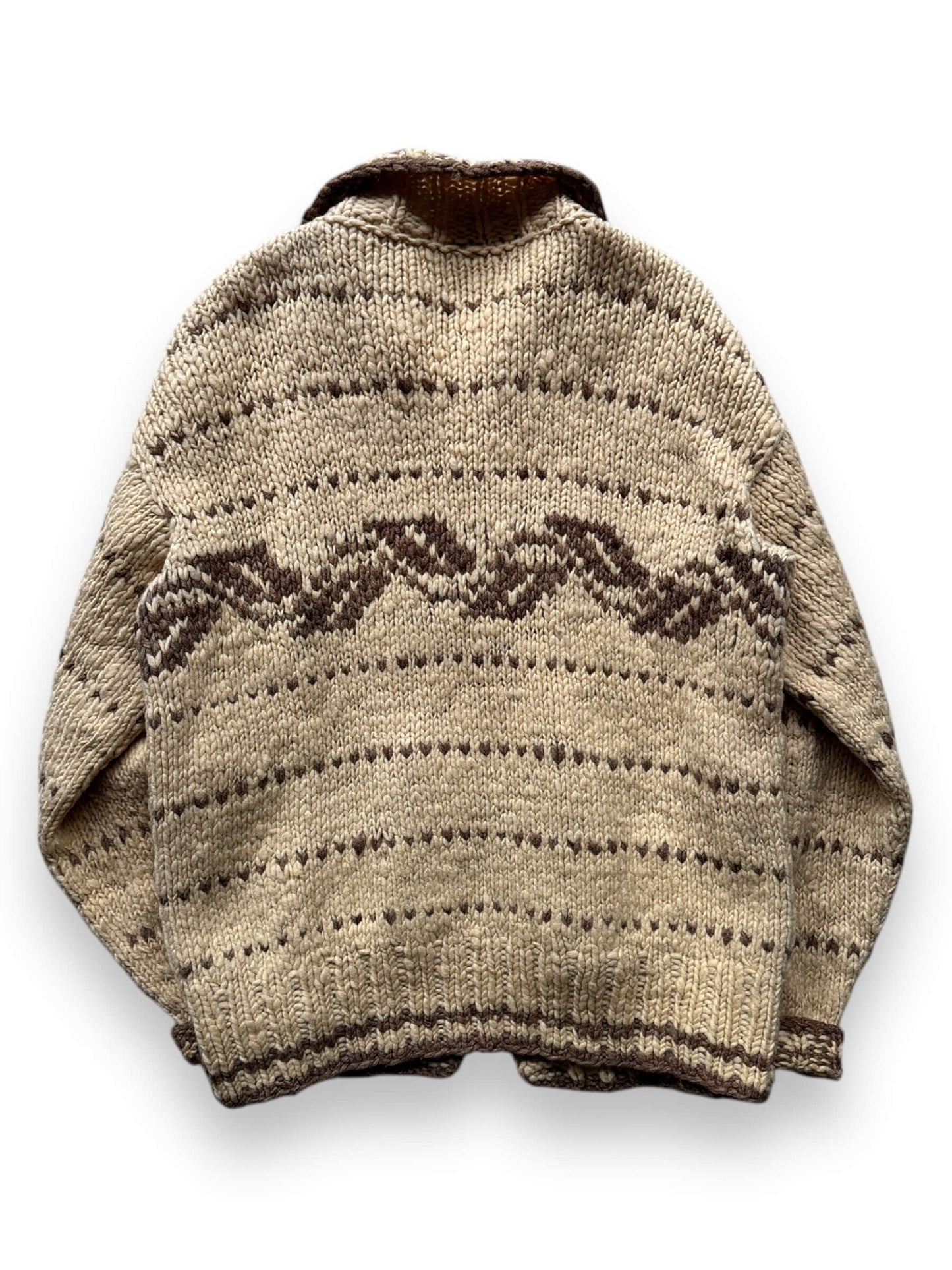 back of Vintage Ladies 60's Era Cowichan Style Sweater SZ S