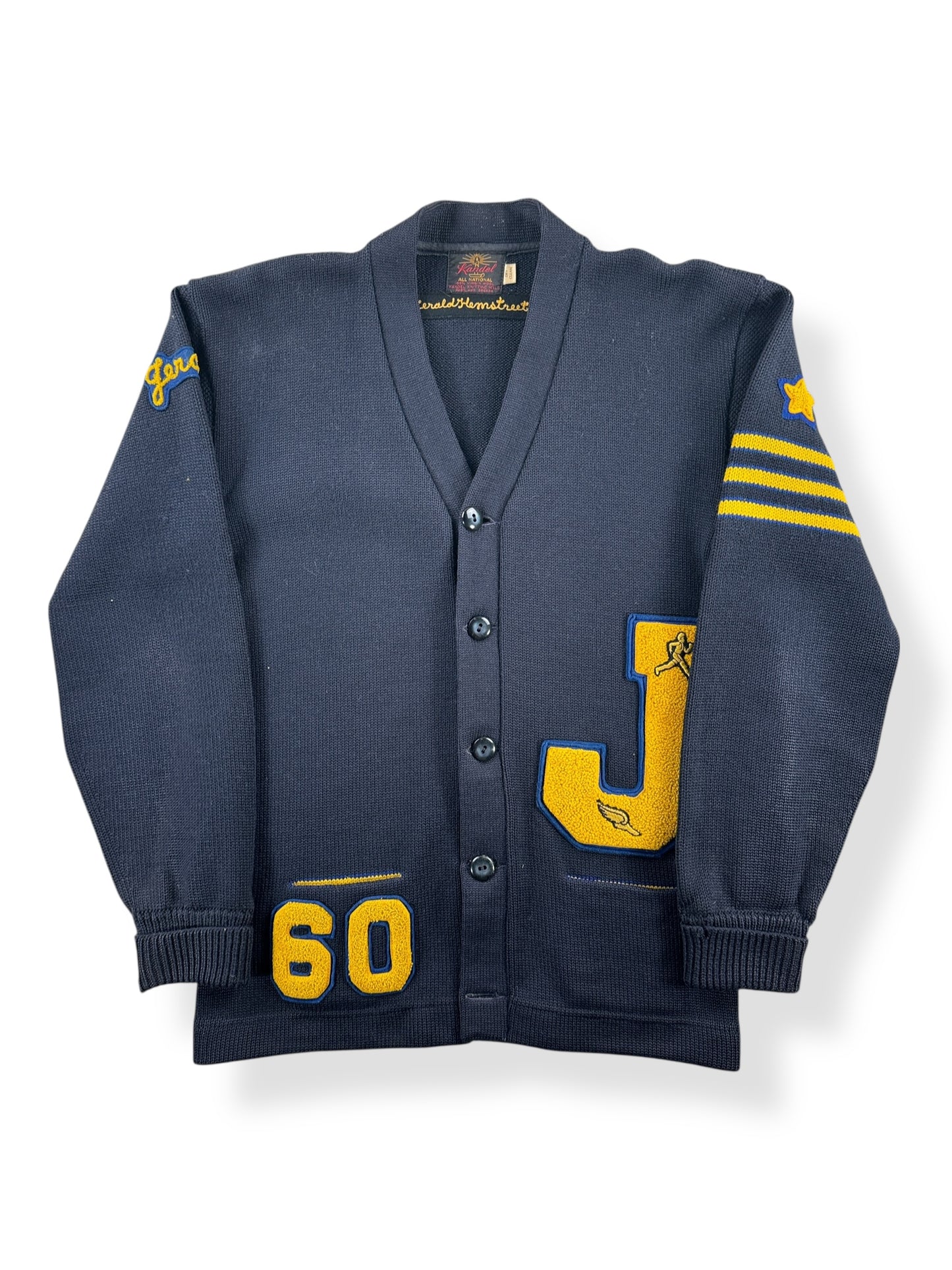 Front of Vintage 1960 Jerald J Kandel Varsity Cardigan SZ S