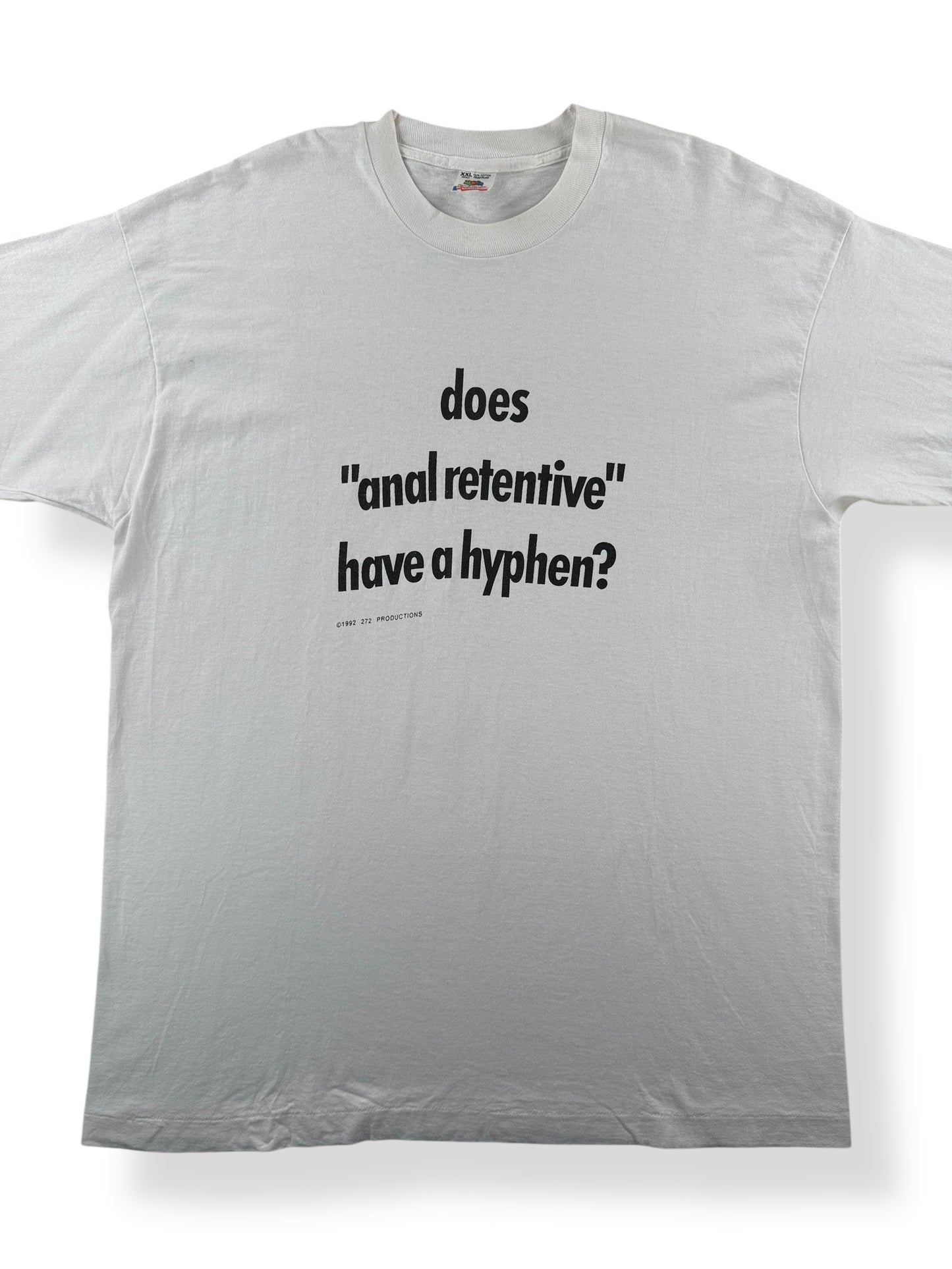 Front Close Up of Vintage Anal Retentive Joke Tee SZ XL