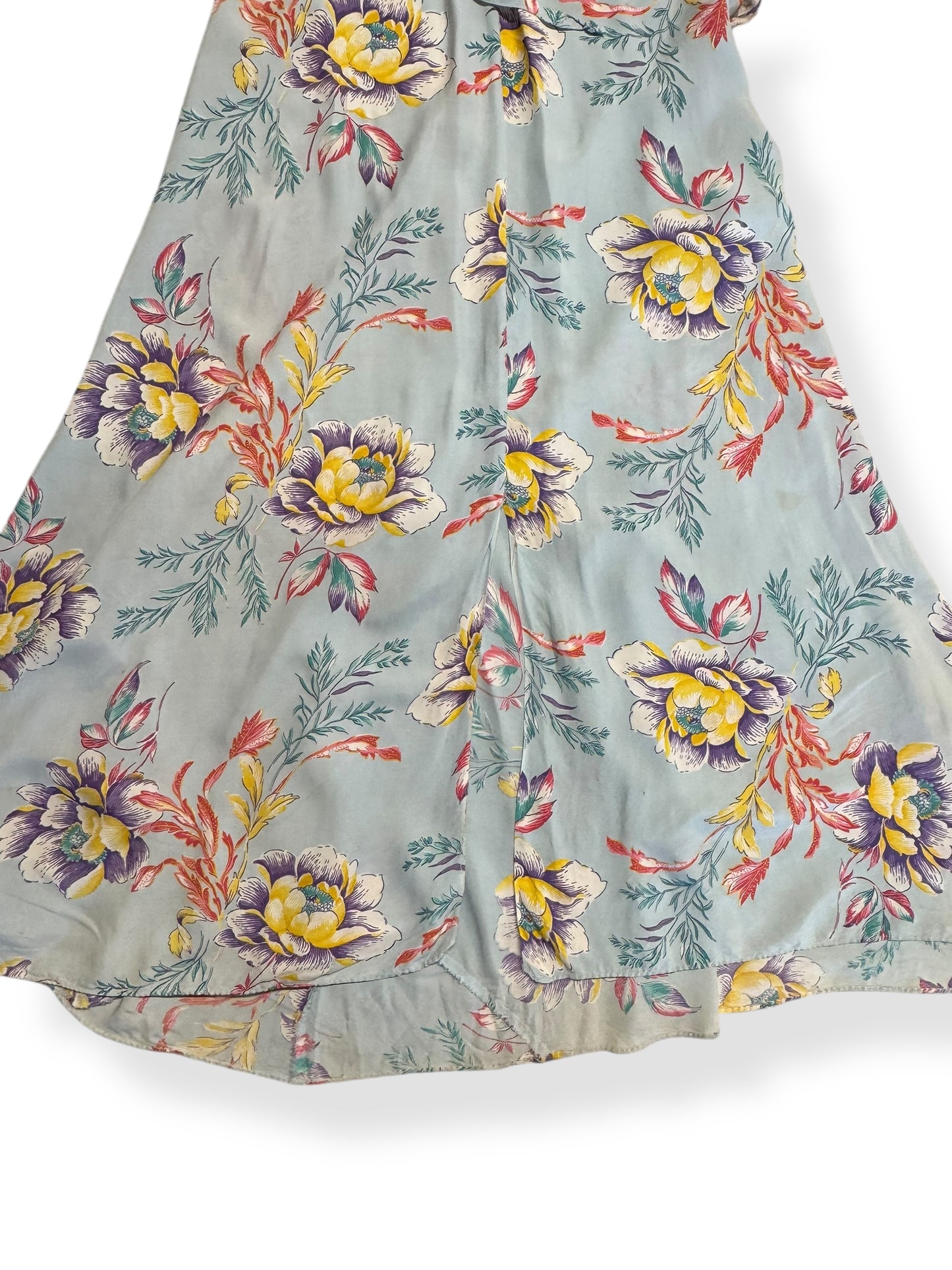 Skirt view of 1940s Rayon Floral Dress M-L