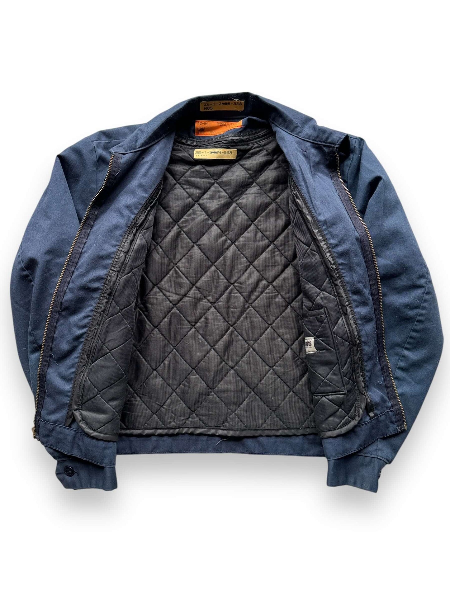 inside of Vintage MG Brassard Quilted Lined Gas Station Jacket SZ 42 RG
