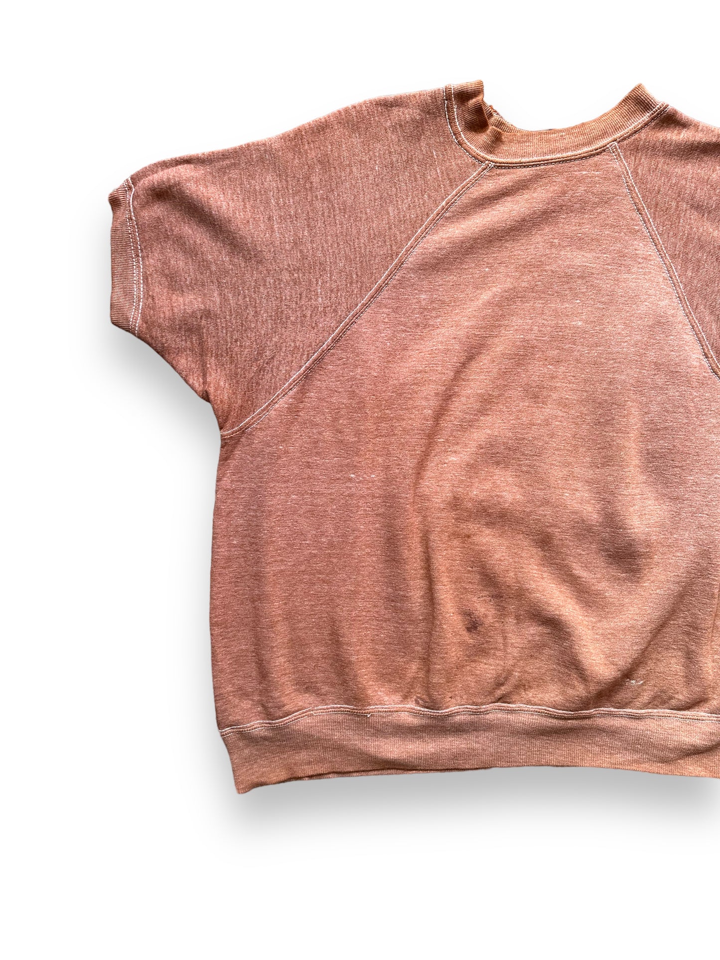 Front Right View of Vintage Brown Short Sleeve Crewneck Sweatshirt SZ M | Barn Owl Vintage Clothing | Seattle Vintage Sweatshirts