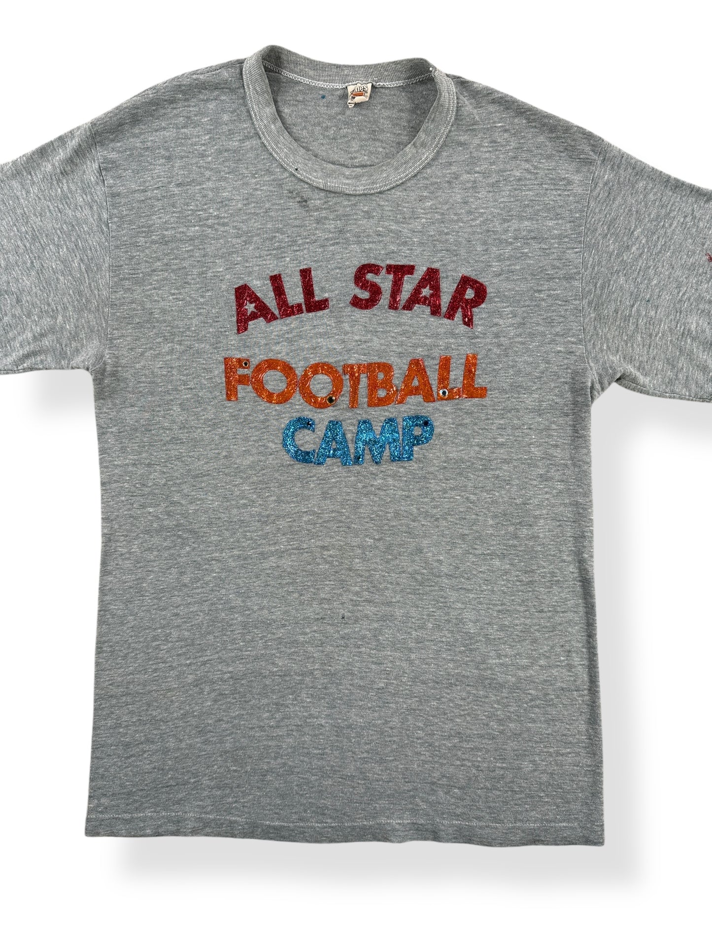 Front Close Up of Vintage Glitter Print All Star Tee SZ M