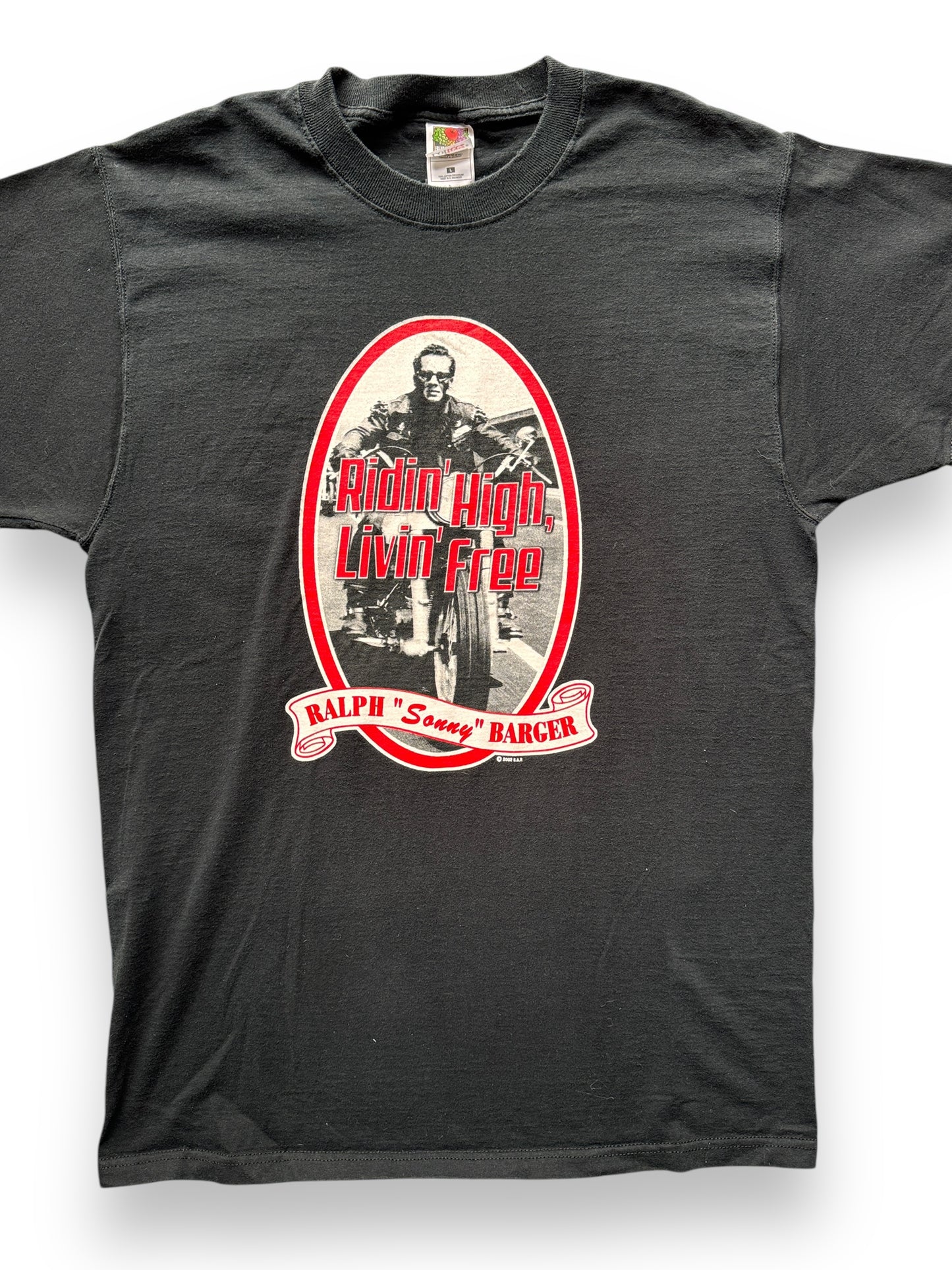 front close up of Sonny Barger Ridin High Livin Free Tee SZ L