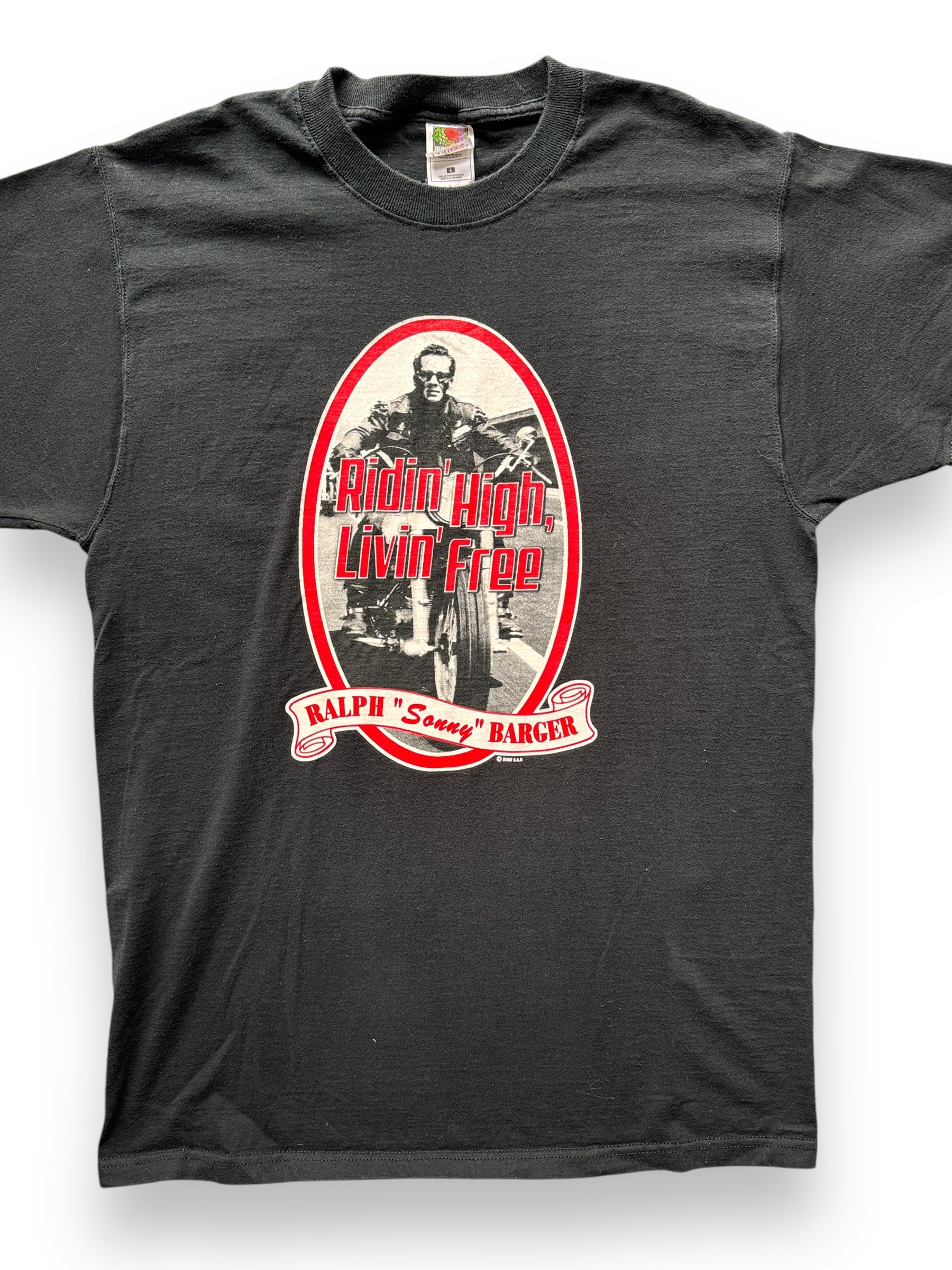 front close up of Sonny Barger Ridin High Livin Free Tee SZ L