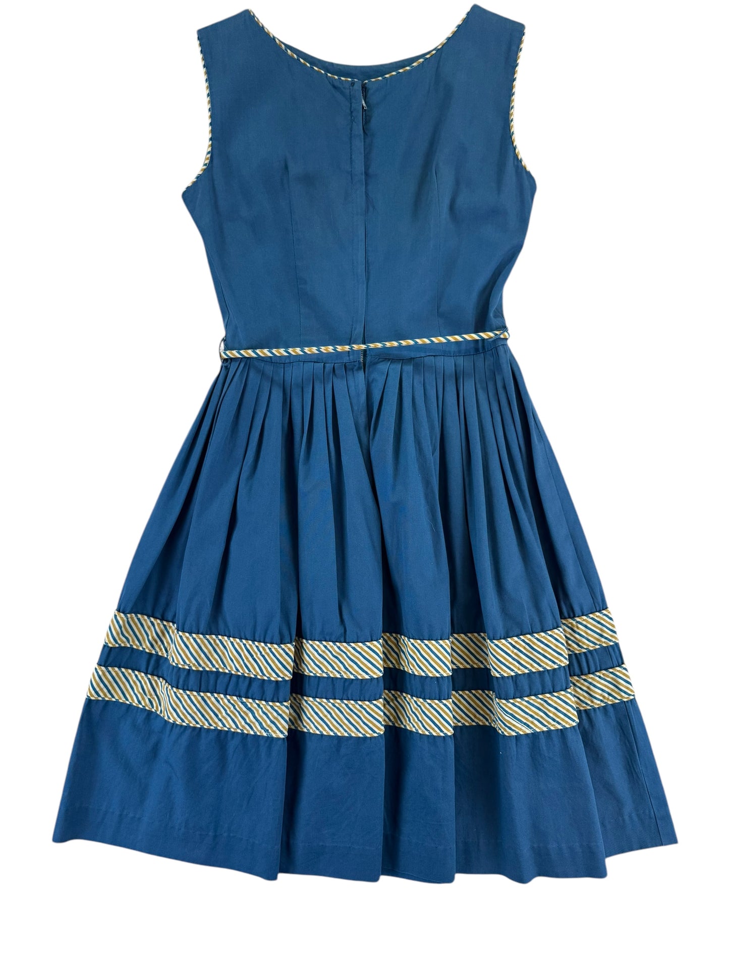 Back view of 1950s Blue Cotton Dress M