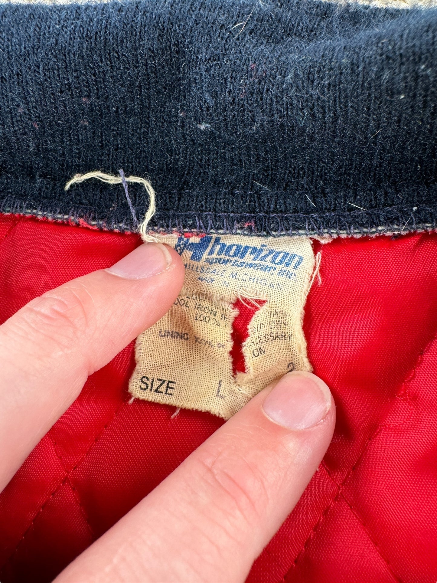 Tag on Vintage Chevy Quilted Windbreaker Jacket SZ L