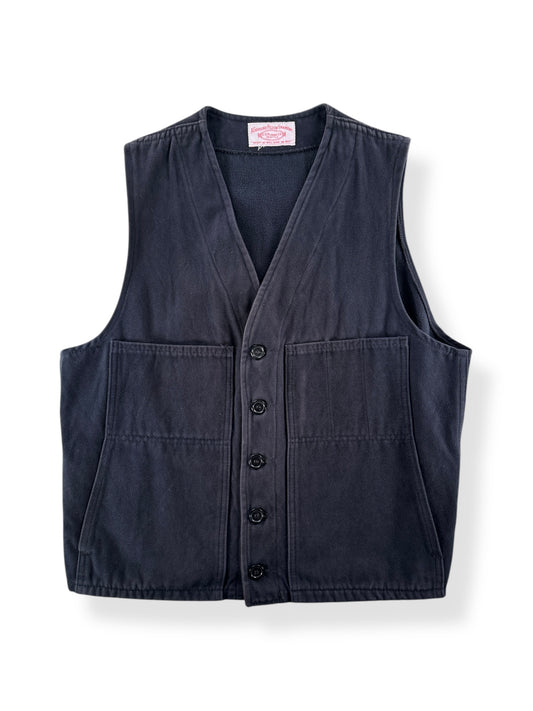 Front of Modern Black Moleskin Filson Vest SZ L