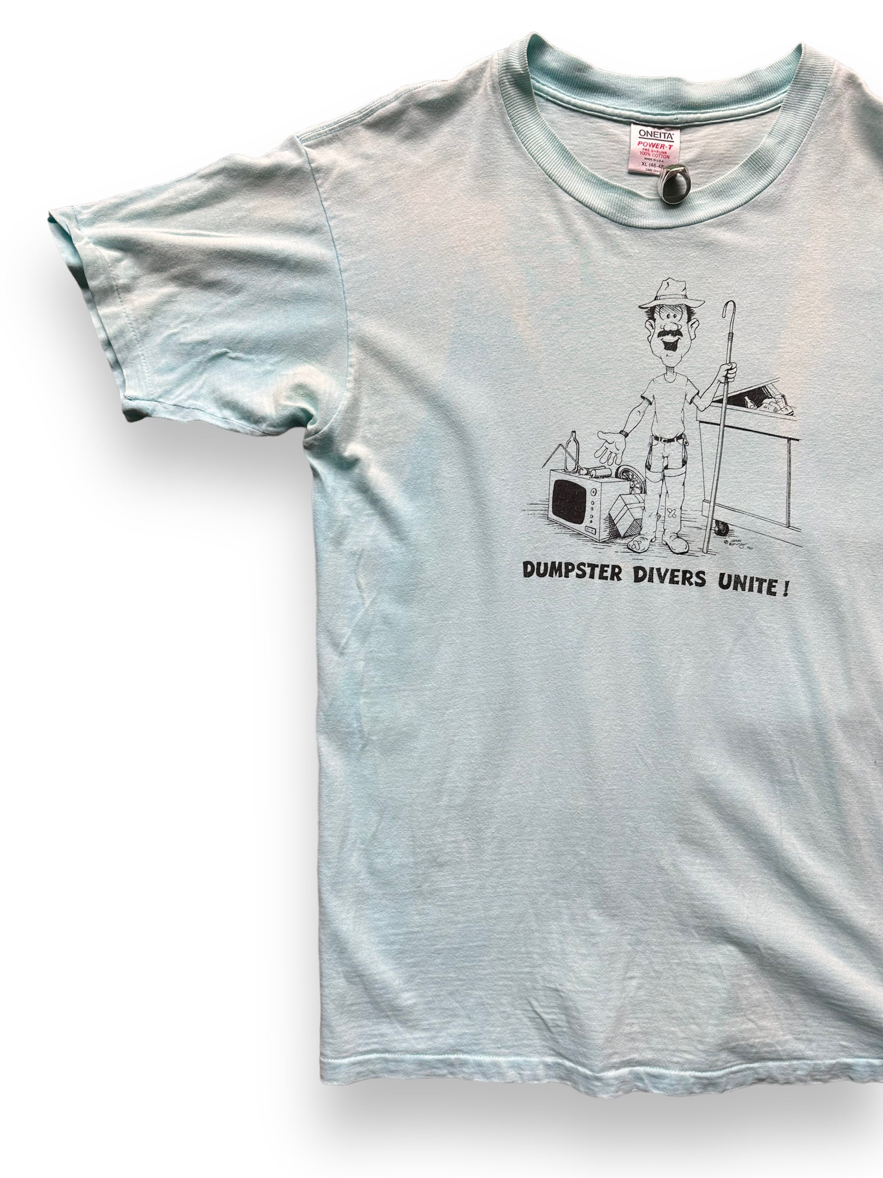 Front Right View of Vintage Dumpster Divers Unite Tee SZ XL | Vintage Junk Collector T-Shirts Seattle | Barn Owl Vintage Tees Seattle
