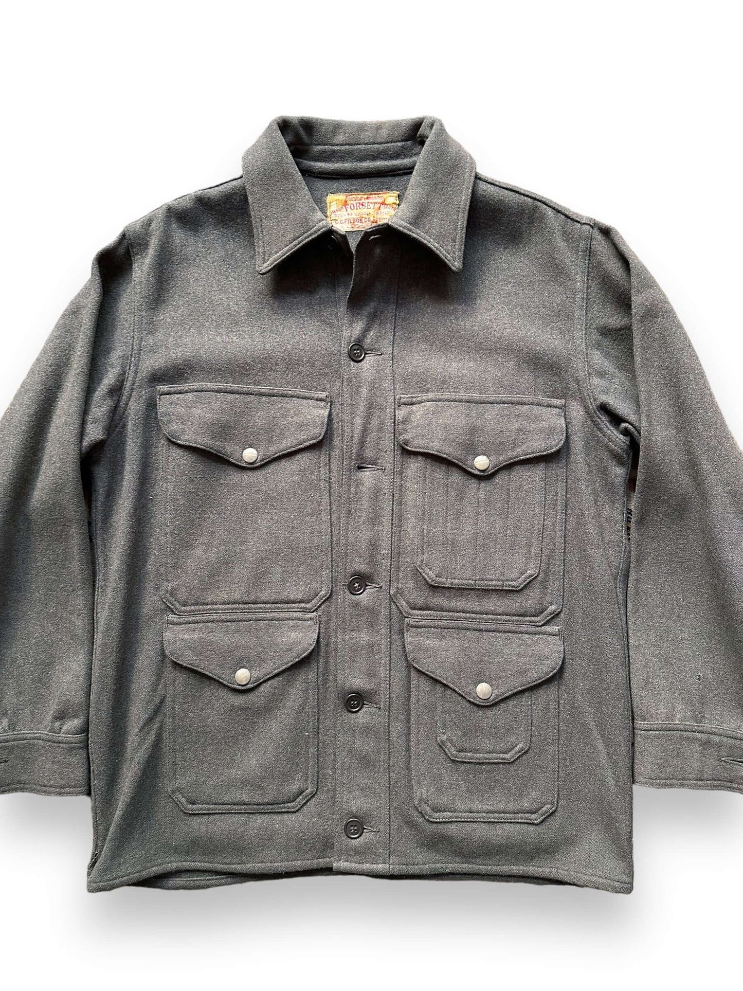 front close up of Vintage Union Made Forsett Filson Mackinaw Cruiser SZ 36