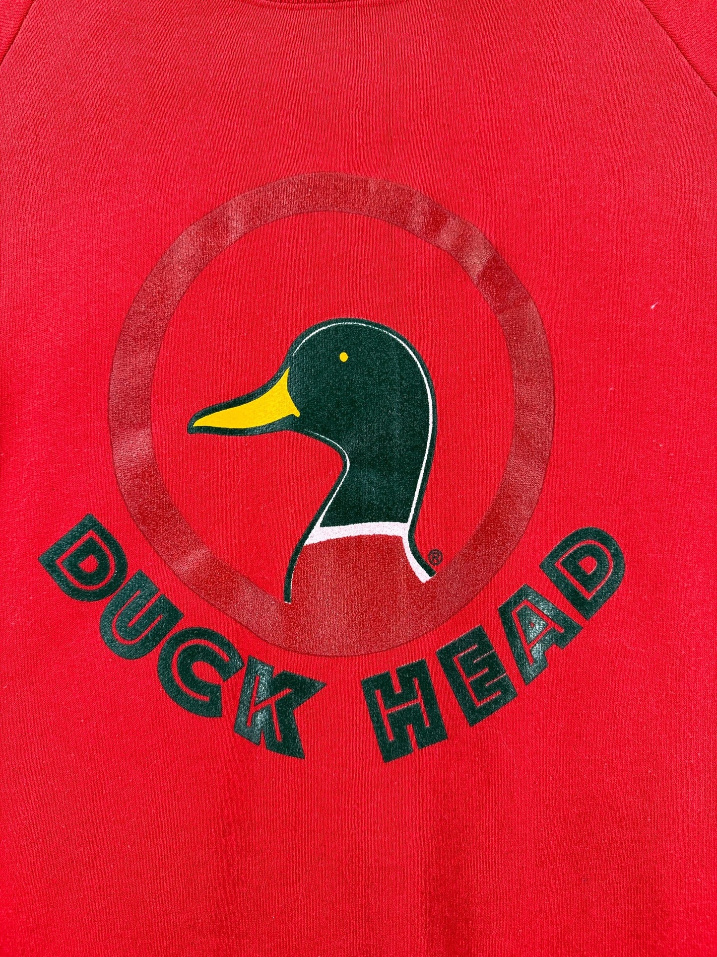 Front Graphic of Vintage Red Duck Head Sweatshirt SZ L