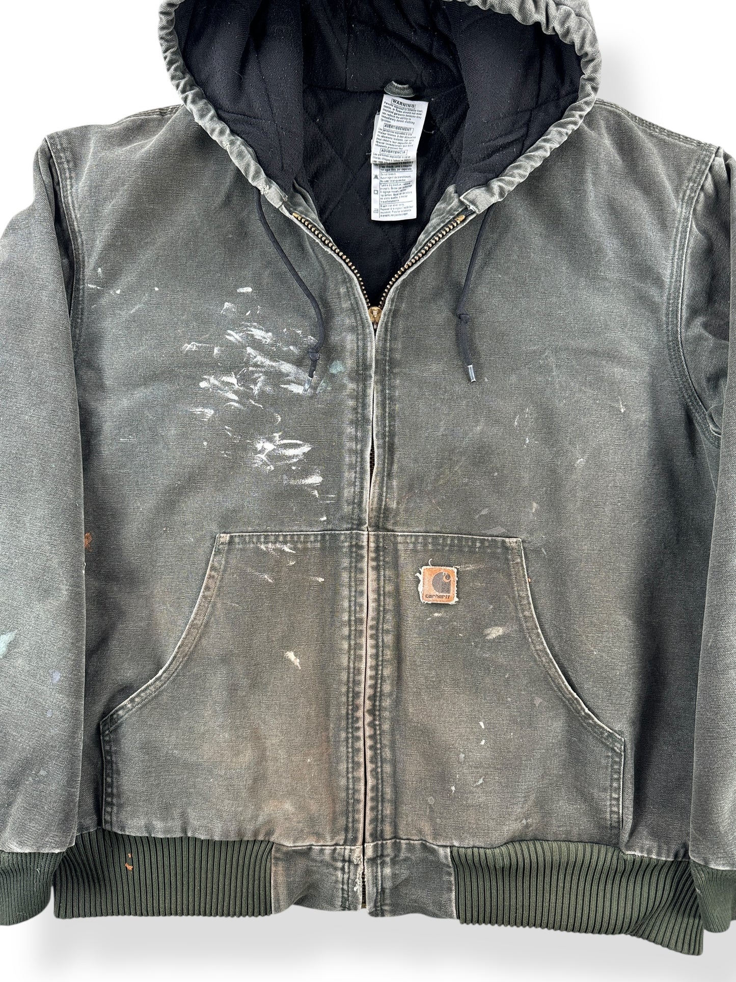 Front Close Up of Carhartt Moss Green Thrasher Jacket SZ XL
