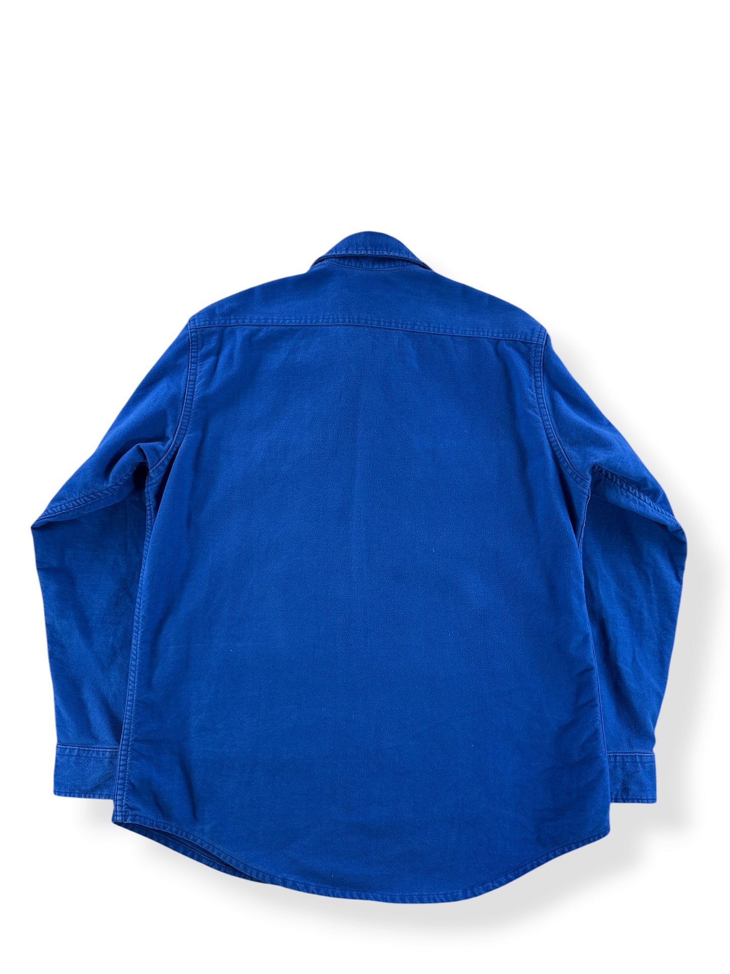 Back of Vintage St. Johns Bay Blue Chamois Shirt SZ L