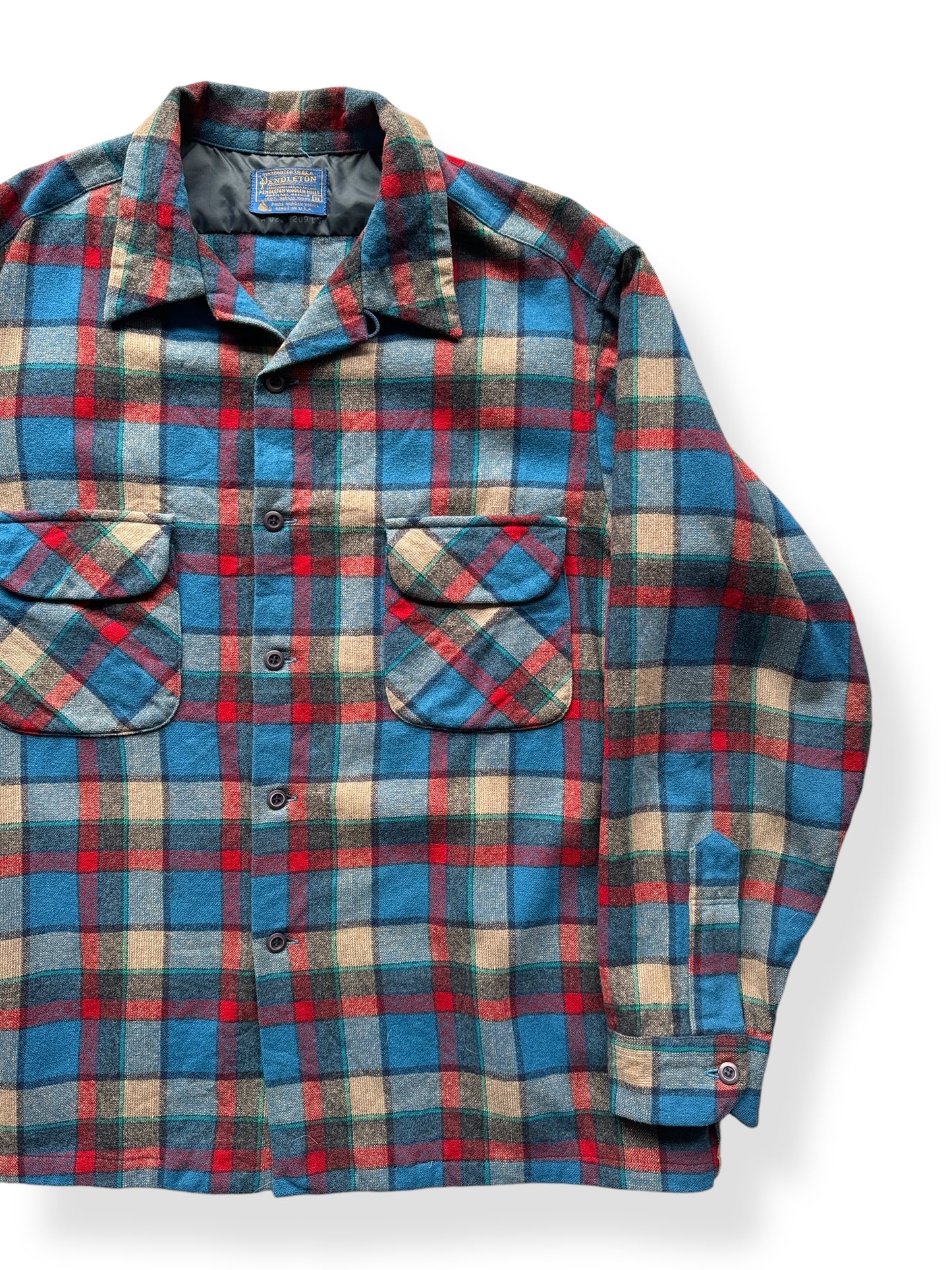 Front Left of Vintage Pendleton Blue and Red Board Shirt SZ XL