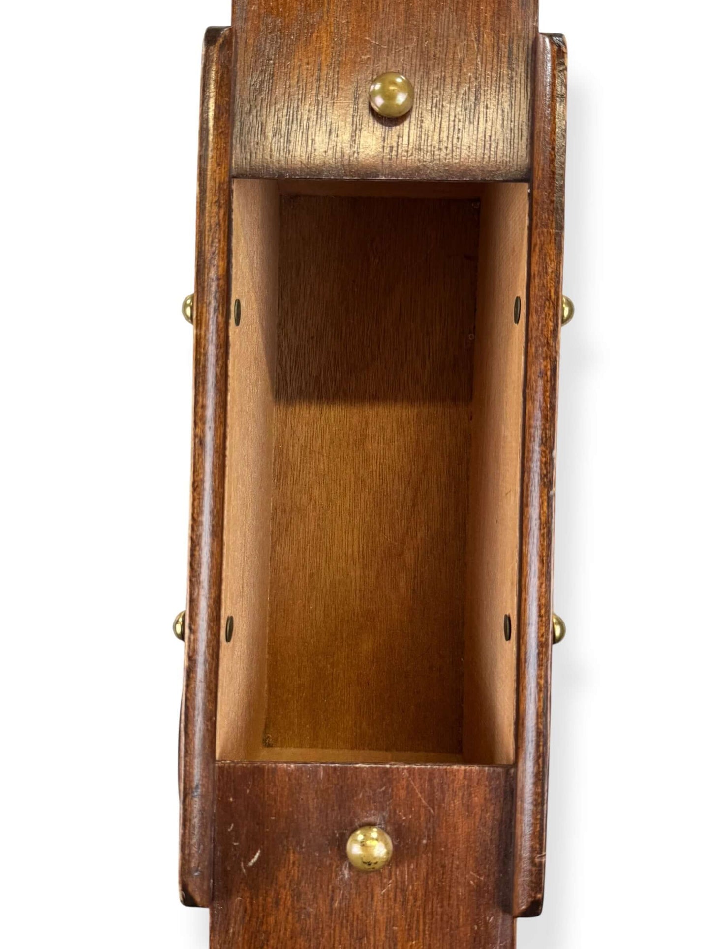 Open top view of 1964 Enid Collins Paisano Roadrunner Box Purse