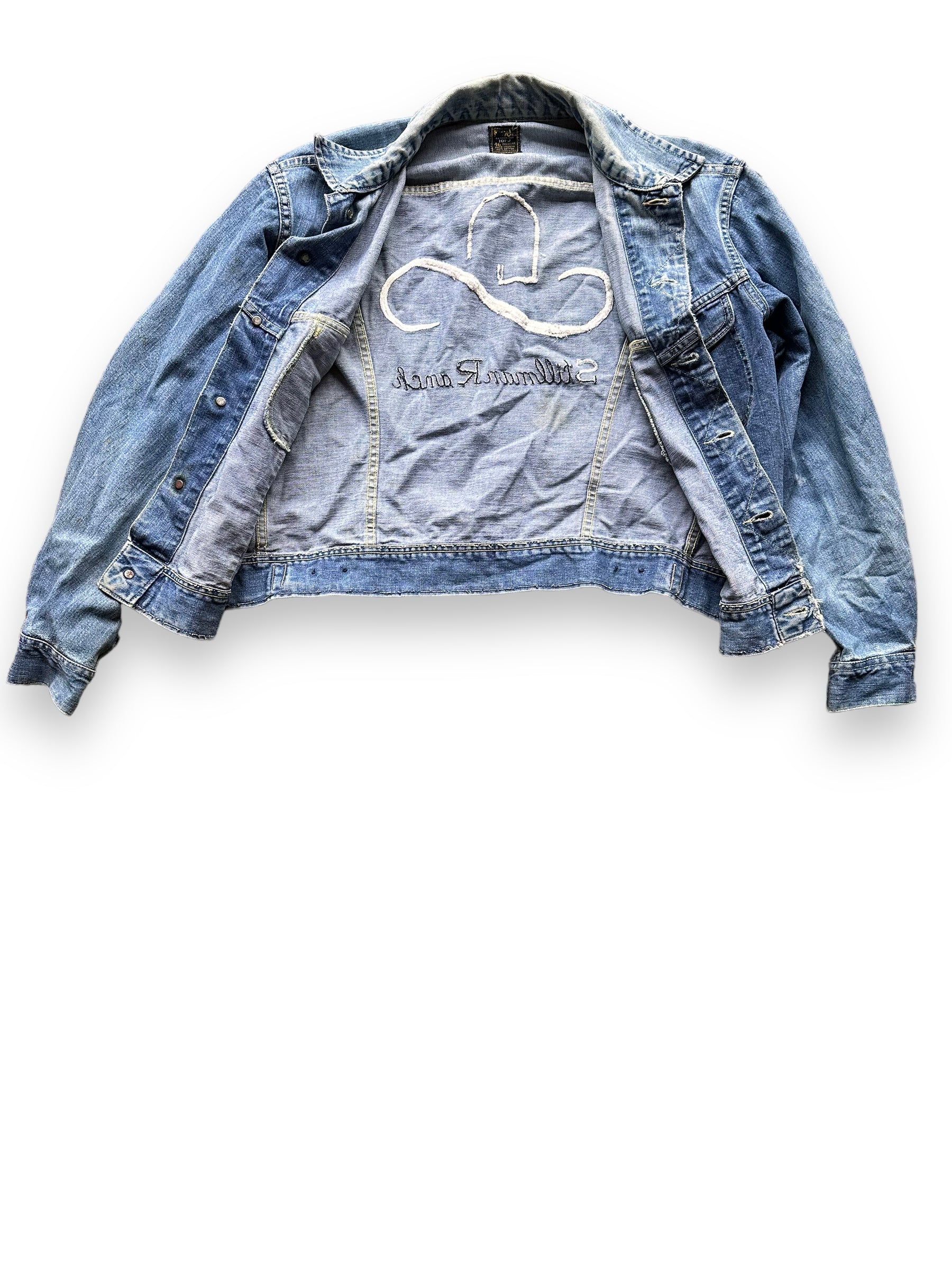 Liner View of Vintage Chainstitched Stillman Ranch Lee 101-J SZ 46 | Vintage Lee Denim Seattle | Barn Owl Vintage Seattle