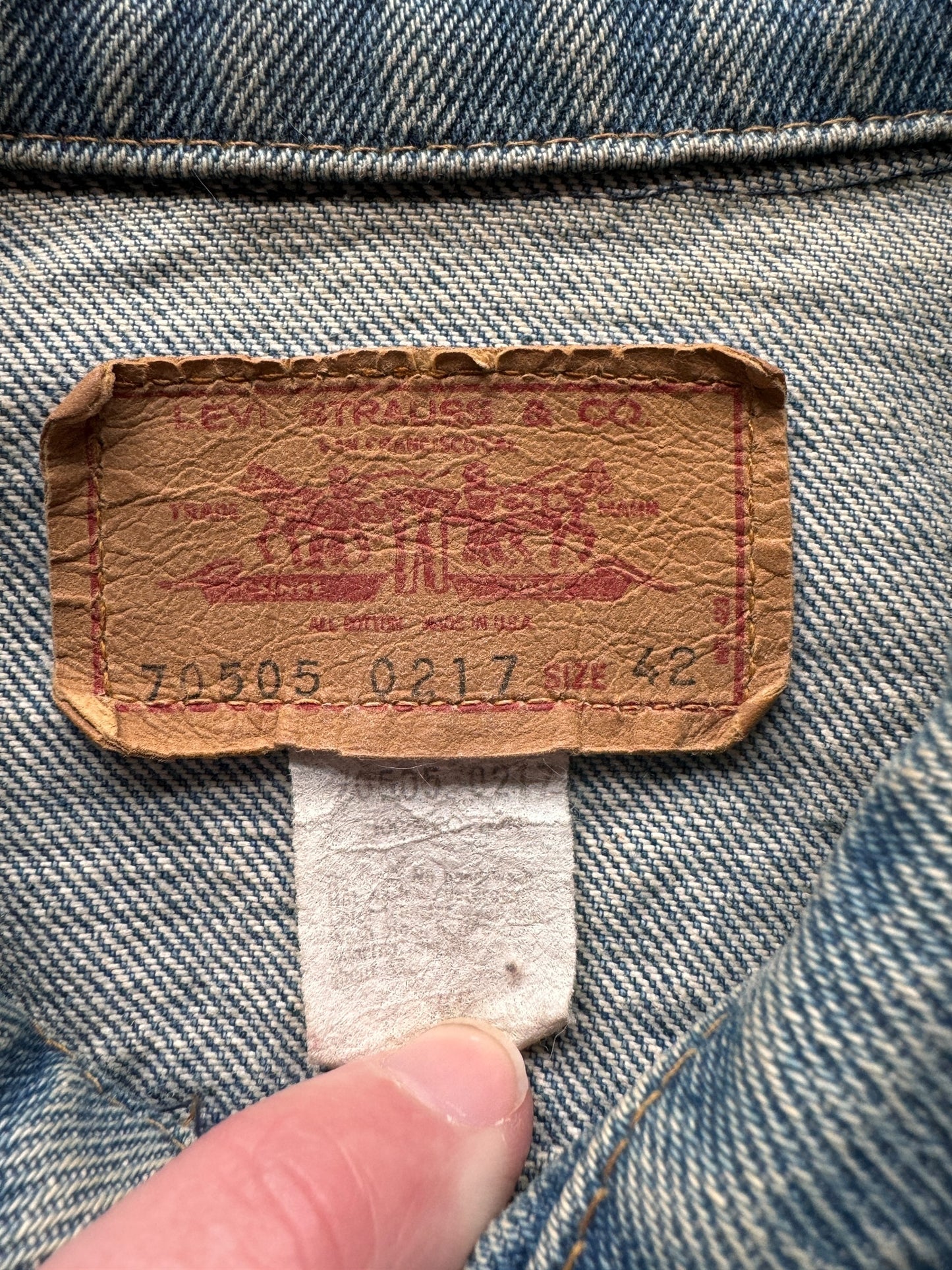 Tag on Vintage Made in USA Levis Type III Denim Trucker Jacket SZ 42