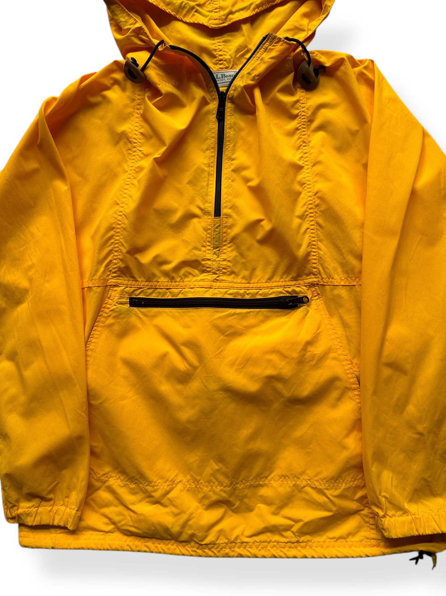 Front Close Up of Vintage LL Bean Yellow Pullover Anorak SZ M