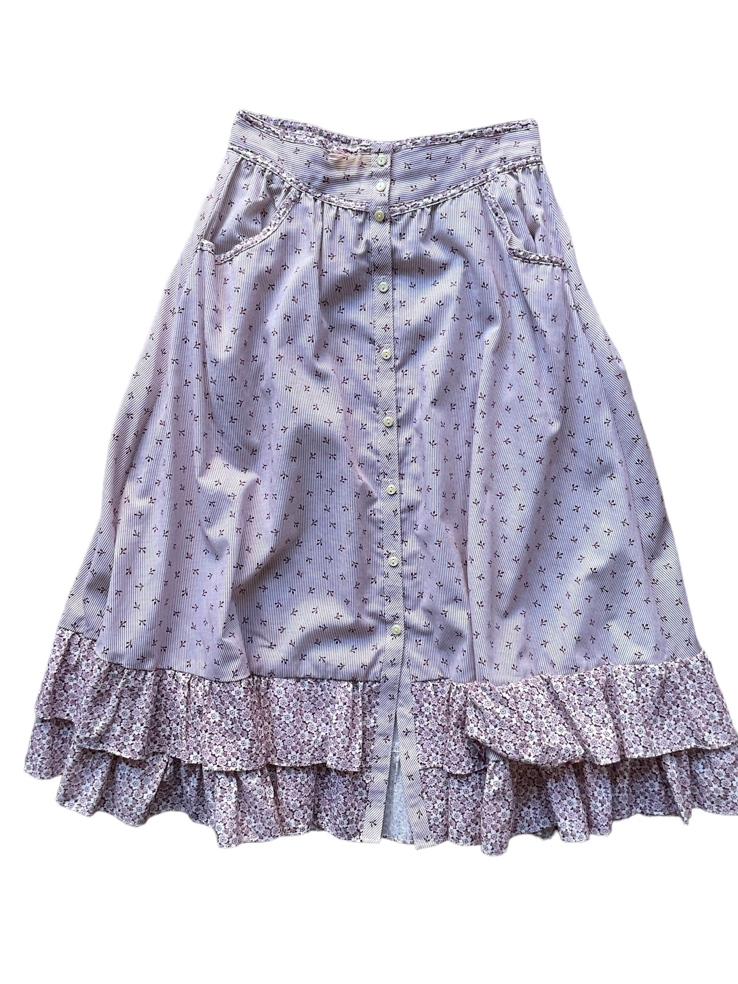 Full front view of 1980s Jessica's Gunnies Deadstock Calico Skirt SZ S