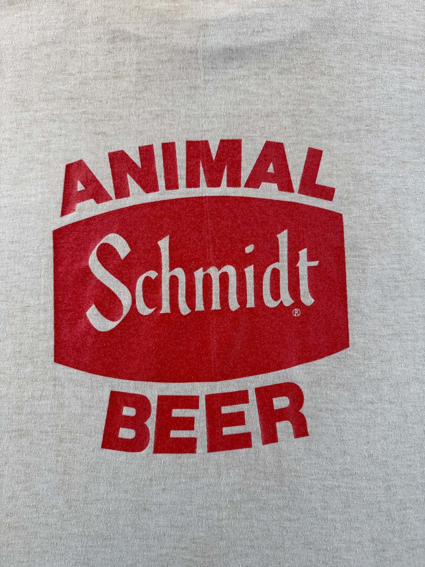 Back Graphic of Vintage Get Schmidt Faced Beer Tee SZ L (Fits M)