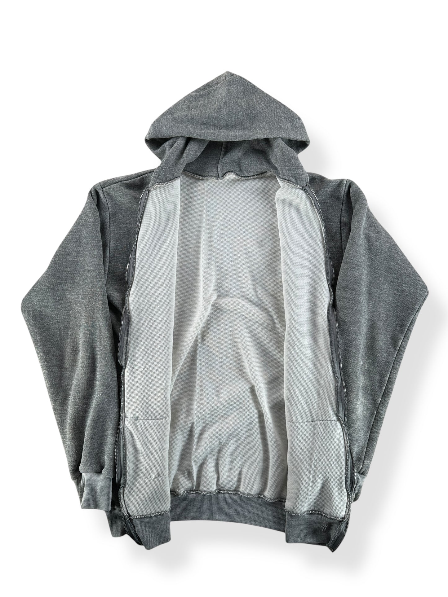 Inside of Vintage Thermal Lined Zip Up Grey Hoodie SZ S
