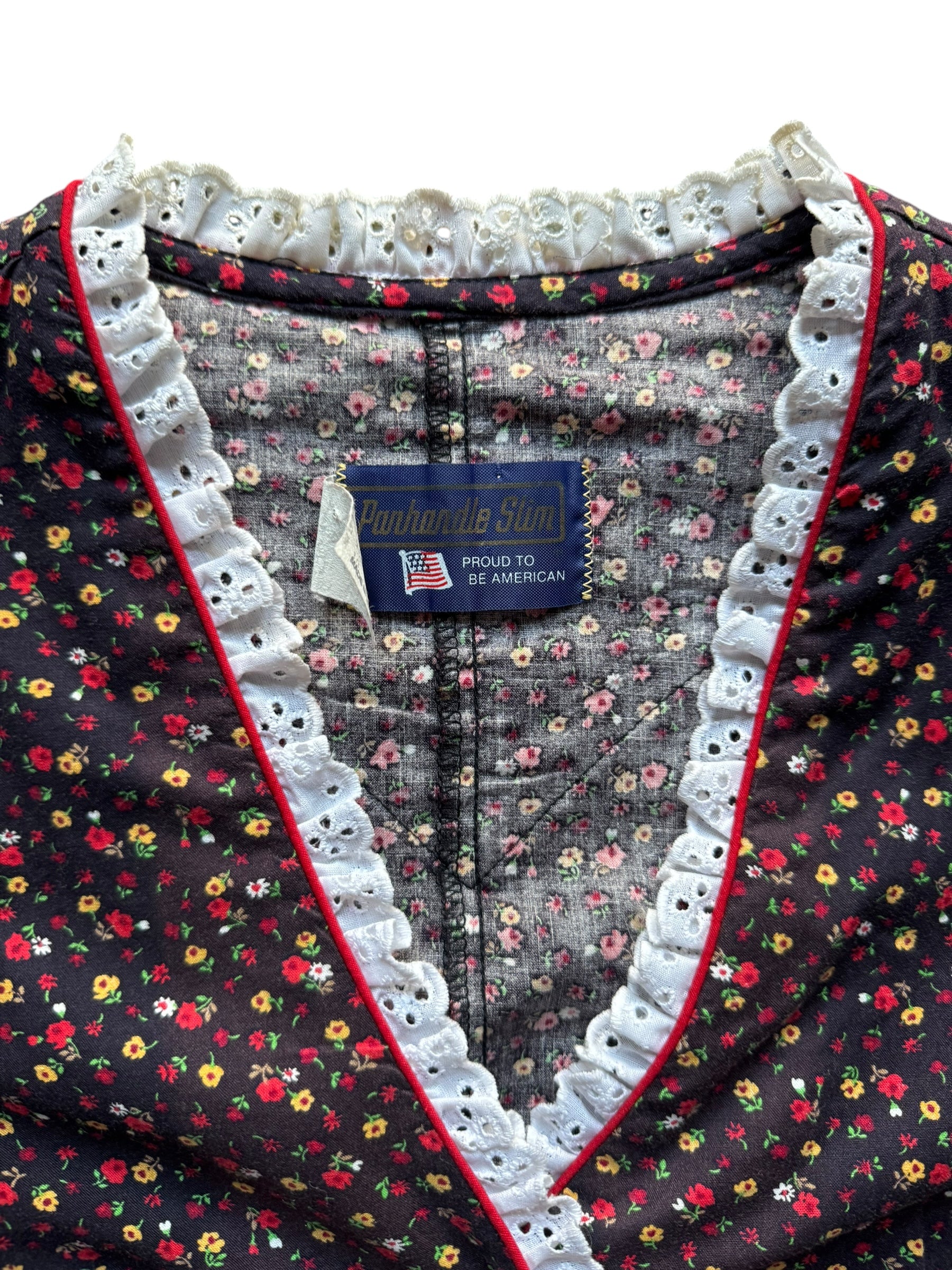 Tag view of 1980s Calico Pandhandle Slim Ladies Top M