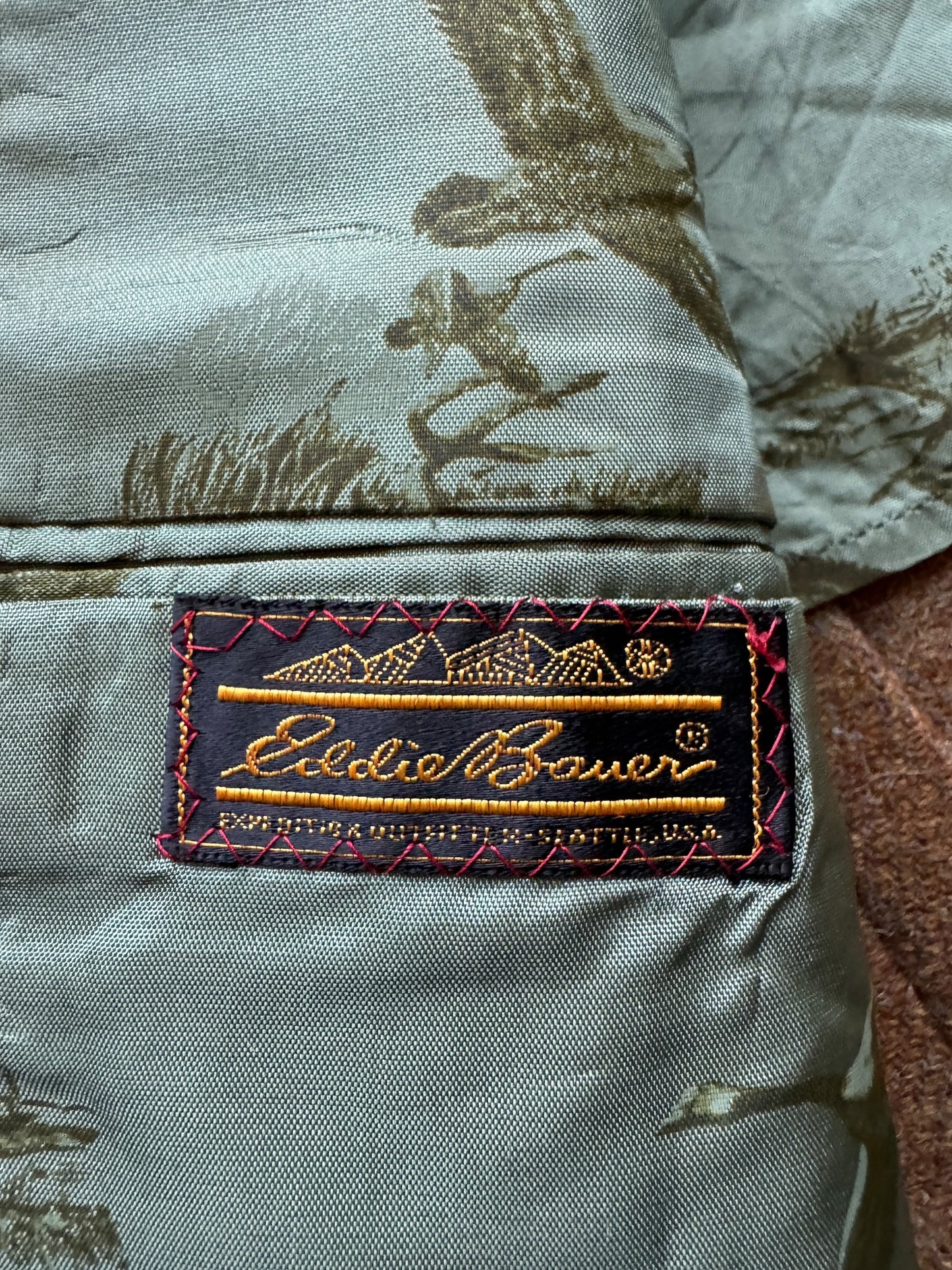 Label on Eddie Bauer Harris Tweed Sportcoat SZ L