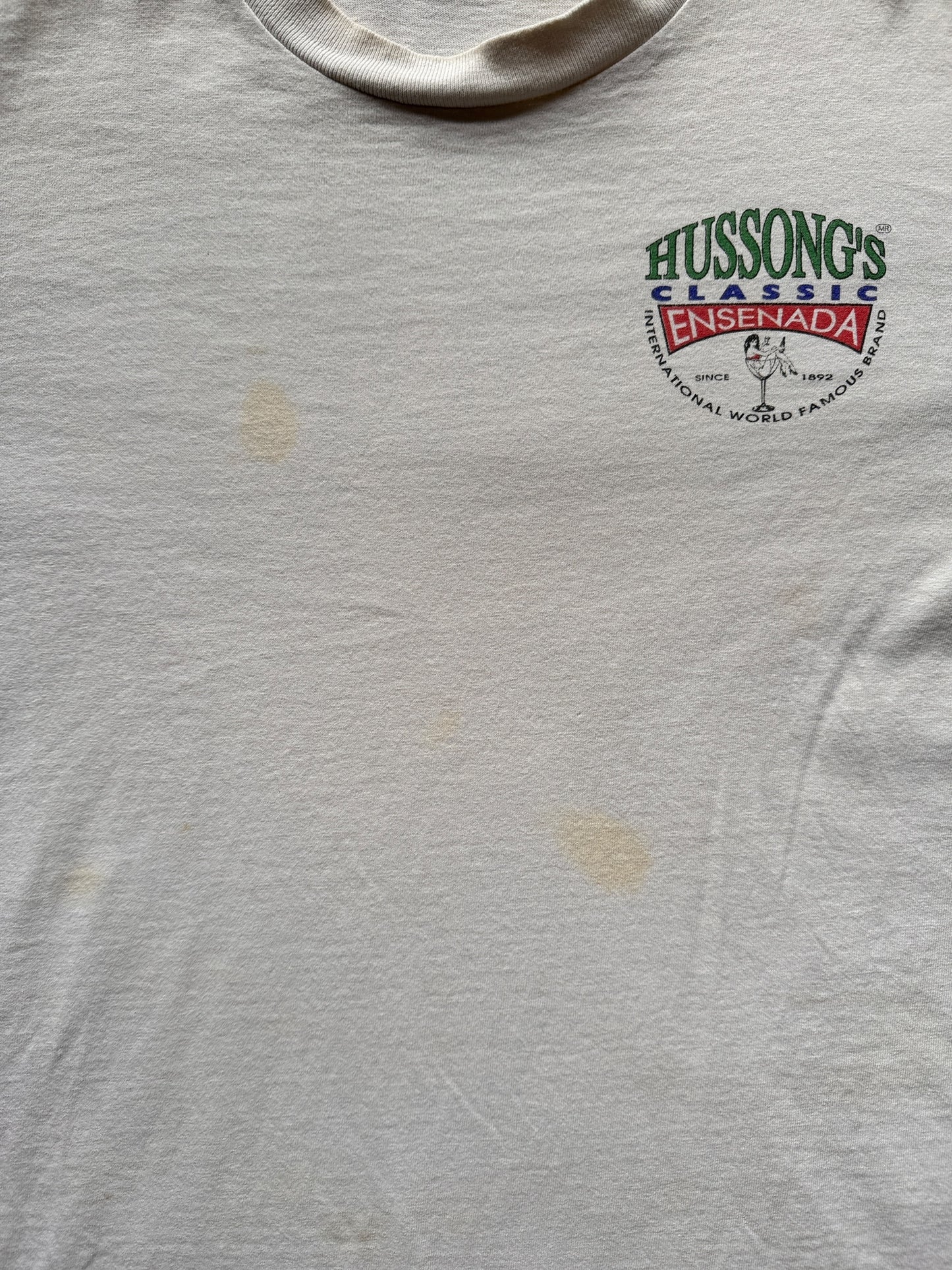 stains on Vintage Hussong's Ensenada Tee SZ L
