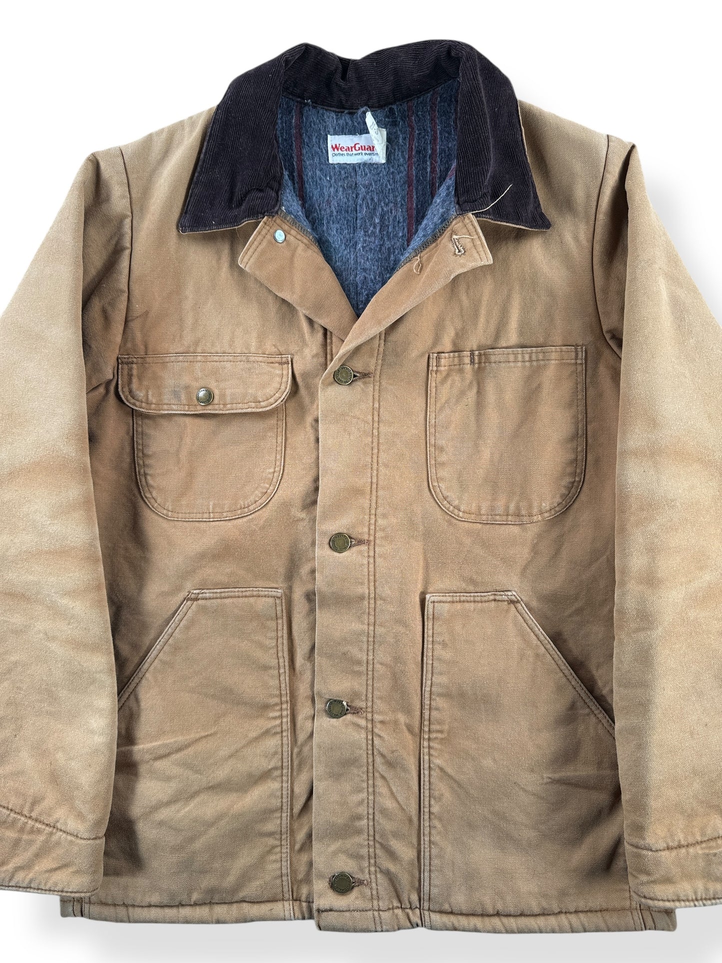 Front Close Up of Vintage 80s Era Wear Guard Canvas Chore Coat SZ S