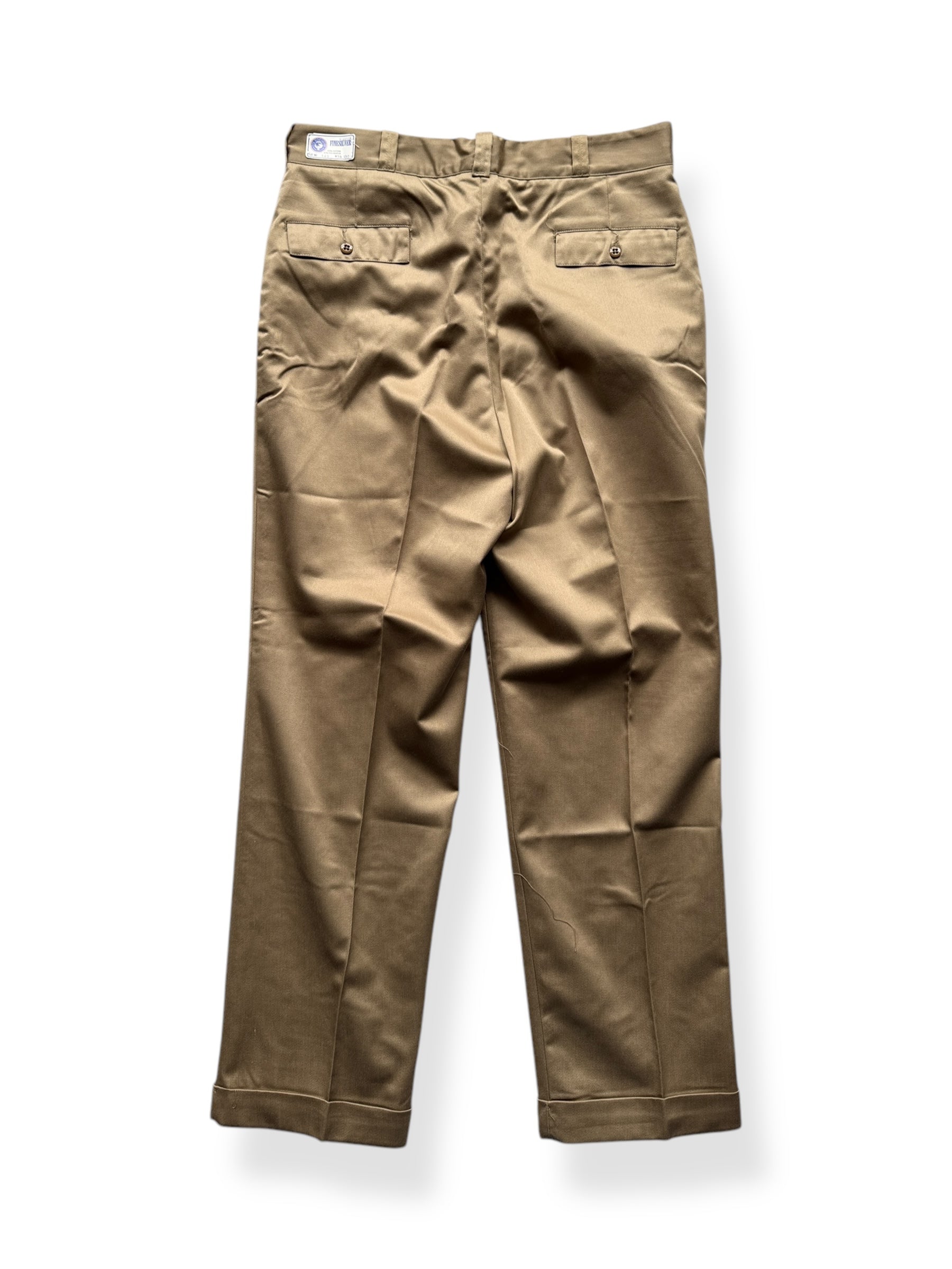 Back of NOS Vintage Finesilver Cotton/Poly Khaki Trousers W36