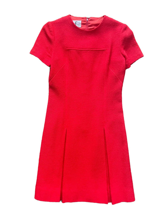 Full front view of Vintage 1960s Cobb's Corner Red Mod Dress SZ M | Barn Owl True Vintage | Seattle Vintage Dresses