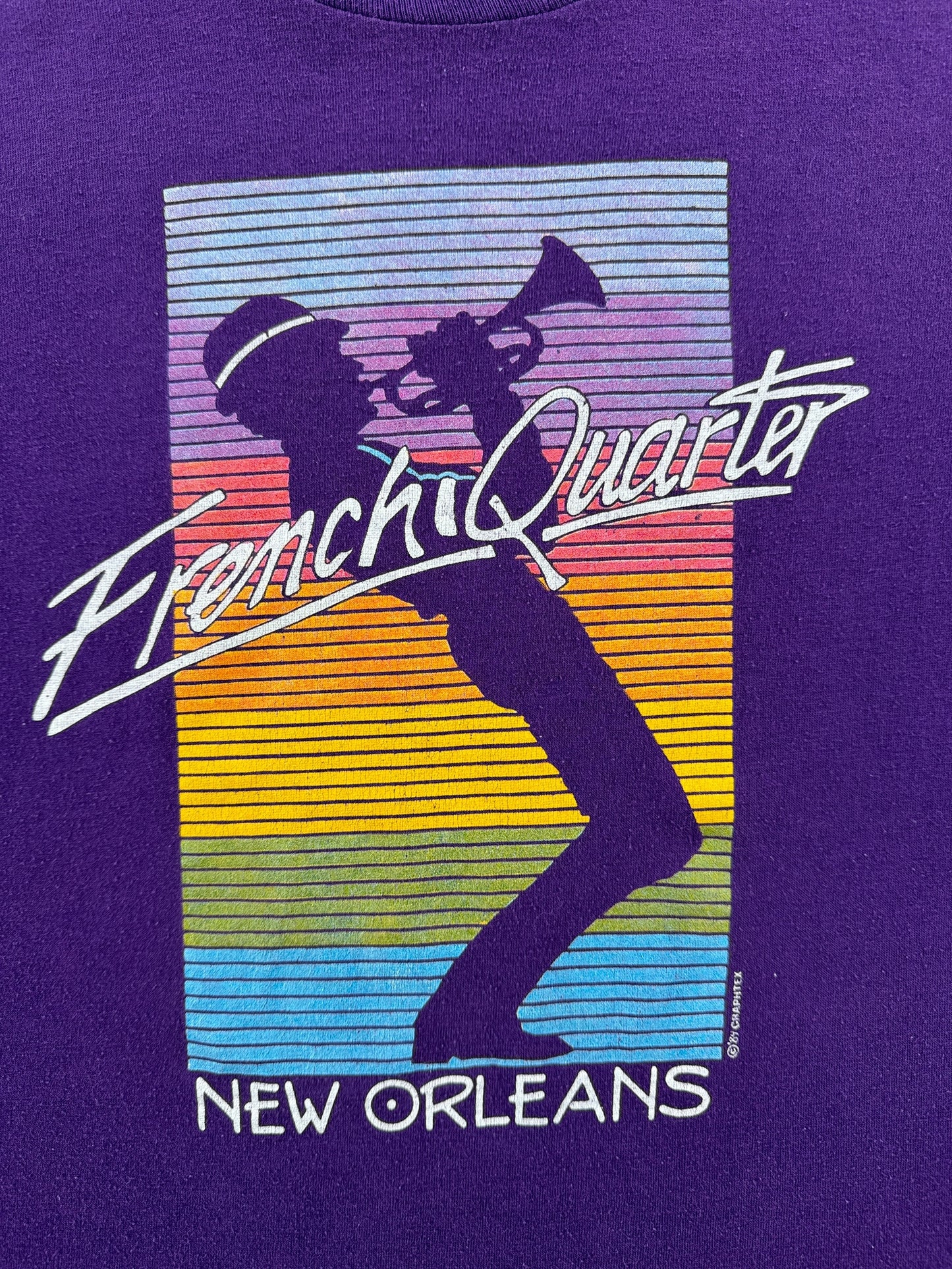 Front Graphic of Vintage Very 80s French Quarter Tee SZ M