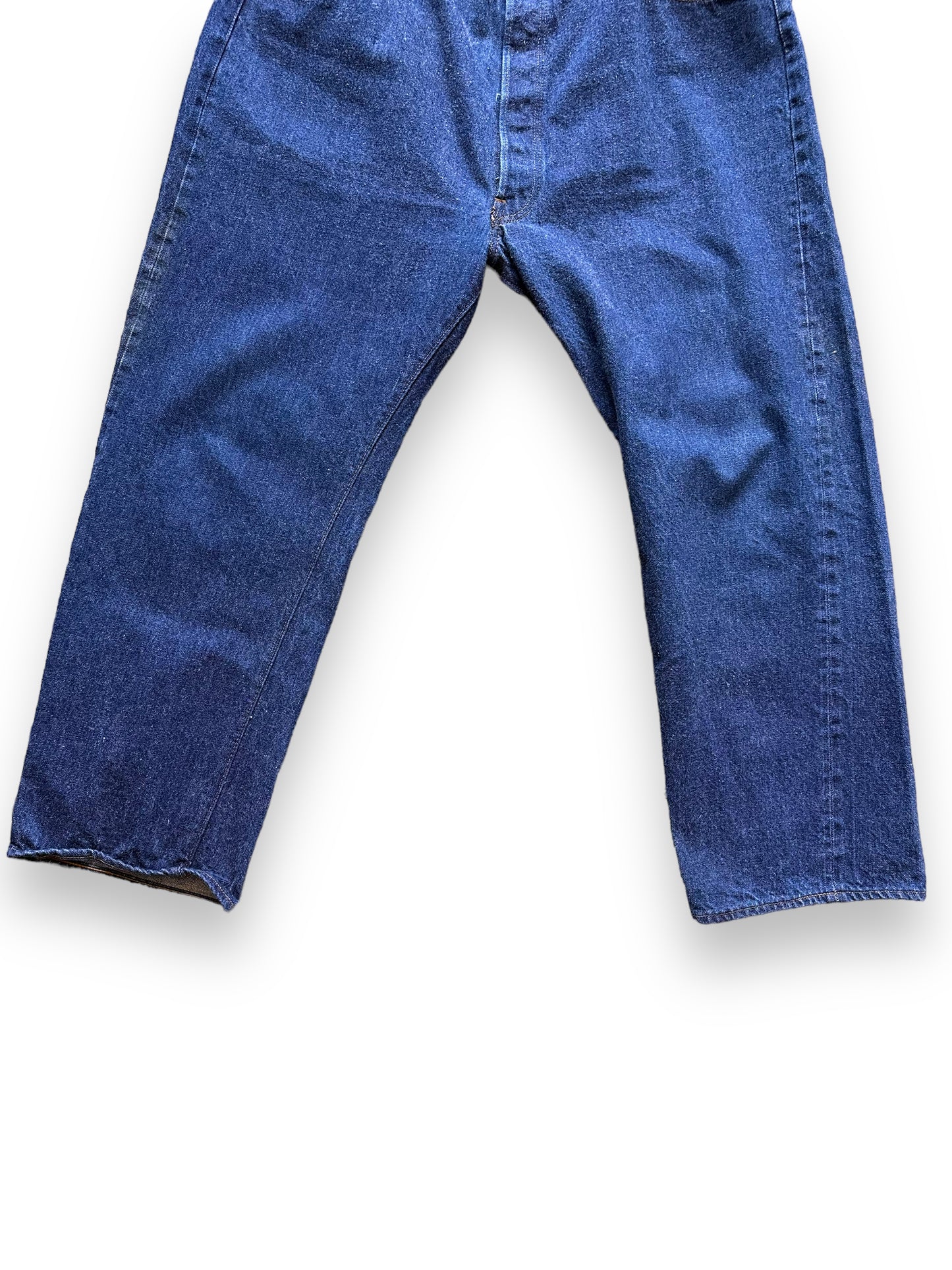 Lower Front View of Vintage Double Stitch Levi's 501 Redlines W41 | Vintage Selvedge Denim Seattle | Barn Owl Vintage Workwear