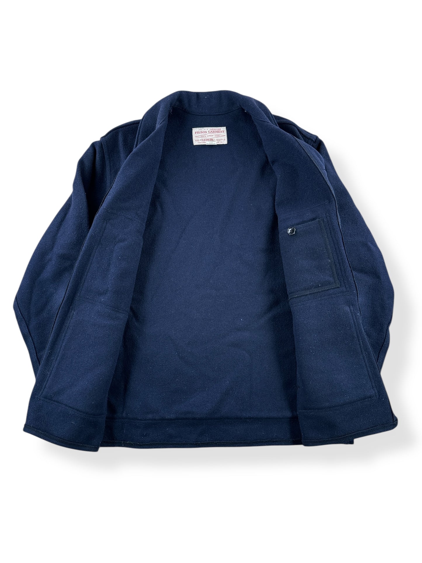 Inside of Vintage 90s Era Navy Filson Cruiser Jacket SZ 46