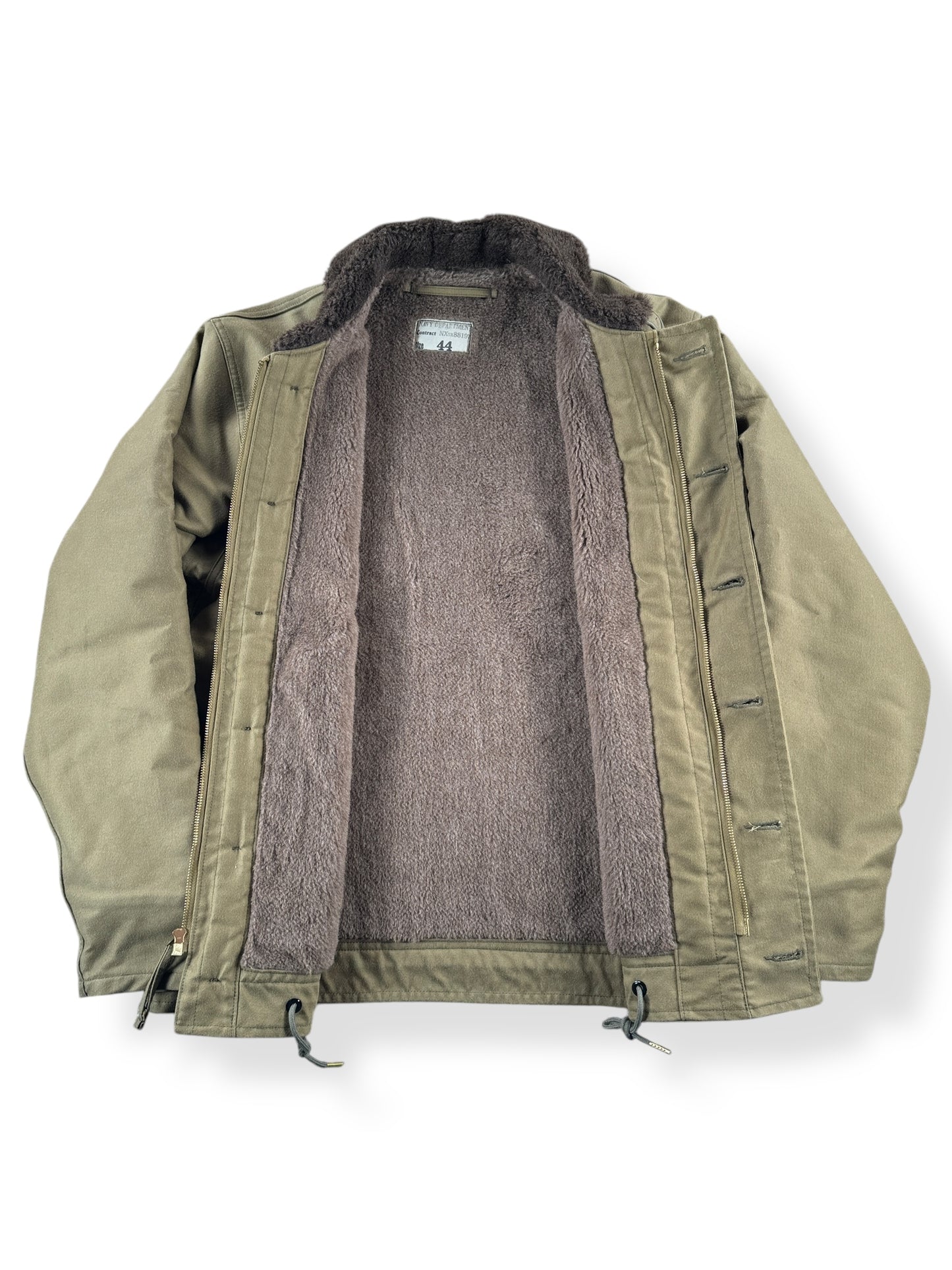 Inside of Modern Real McCoys Repro N-1 Deck Jacket SZ 44