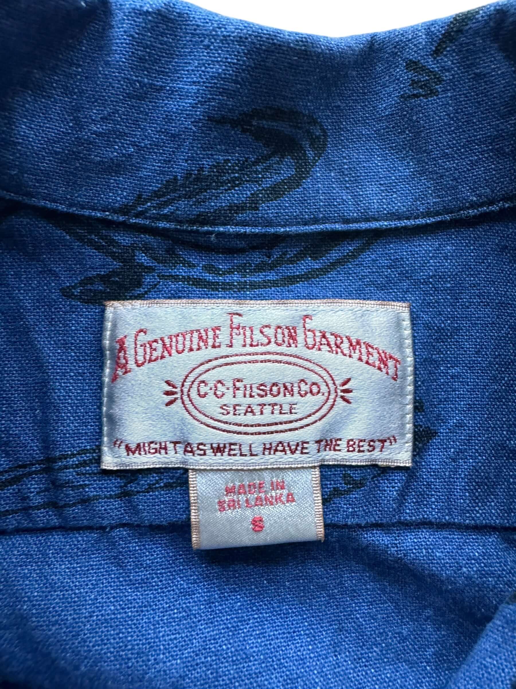 Tag on Filson Short Sleeve Fishing Camp Shirt SZ S