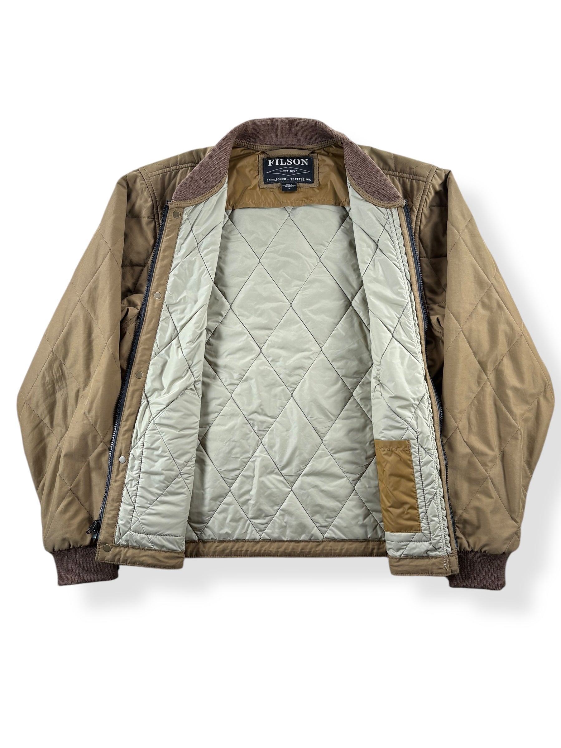 Inside of Modern Filson Quilted Pack Bomber SZ M