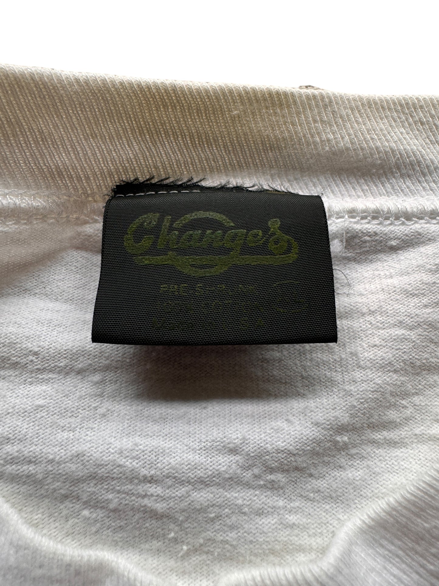 Tag on Vintage Embroidered Daffy Duck Dodgers Tee SZ L