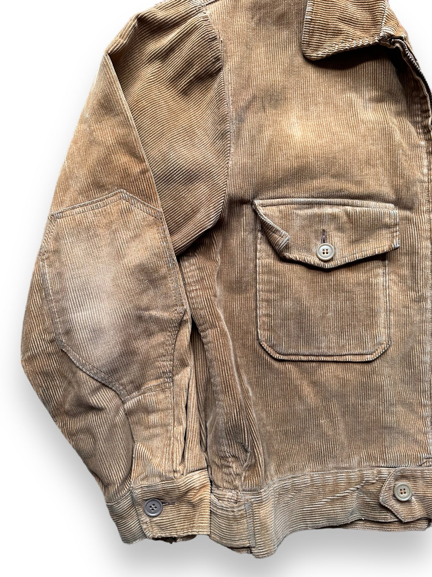 Elbow Details on Right Sleeve of Vintage Meadowfield by Sweet Orr Corduroy Jacket SZ L | Vintage Corduroy Jacket Seattle | Barn Owl Vintage