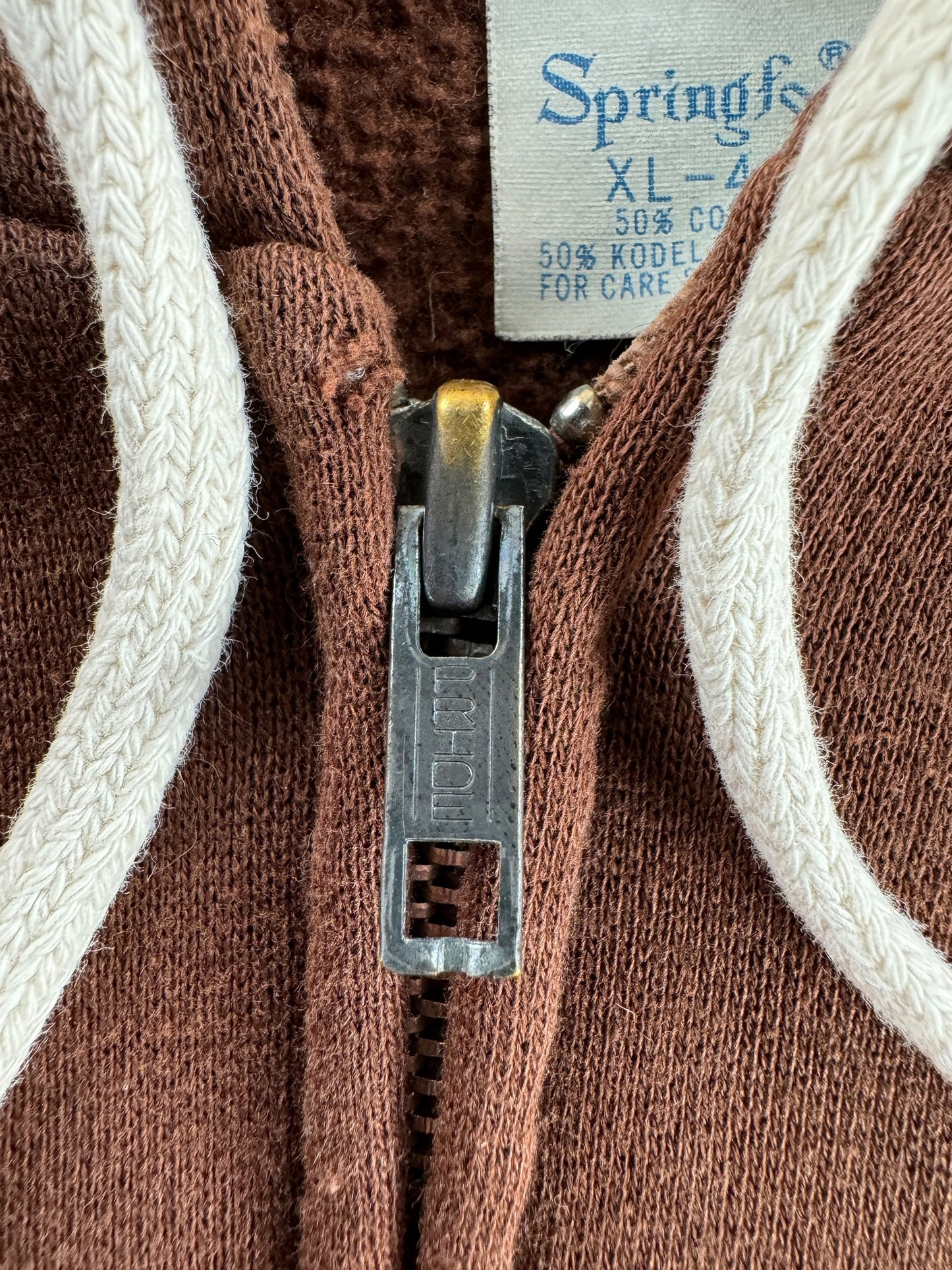 Zipper on Vintage Brown Zip Up Hoodie SZ L