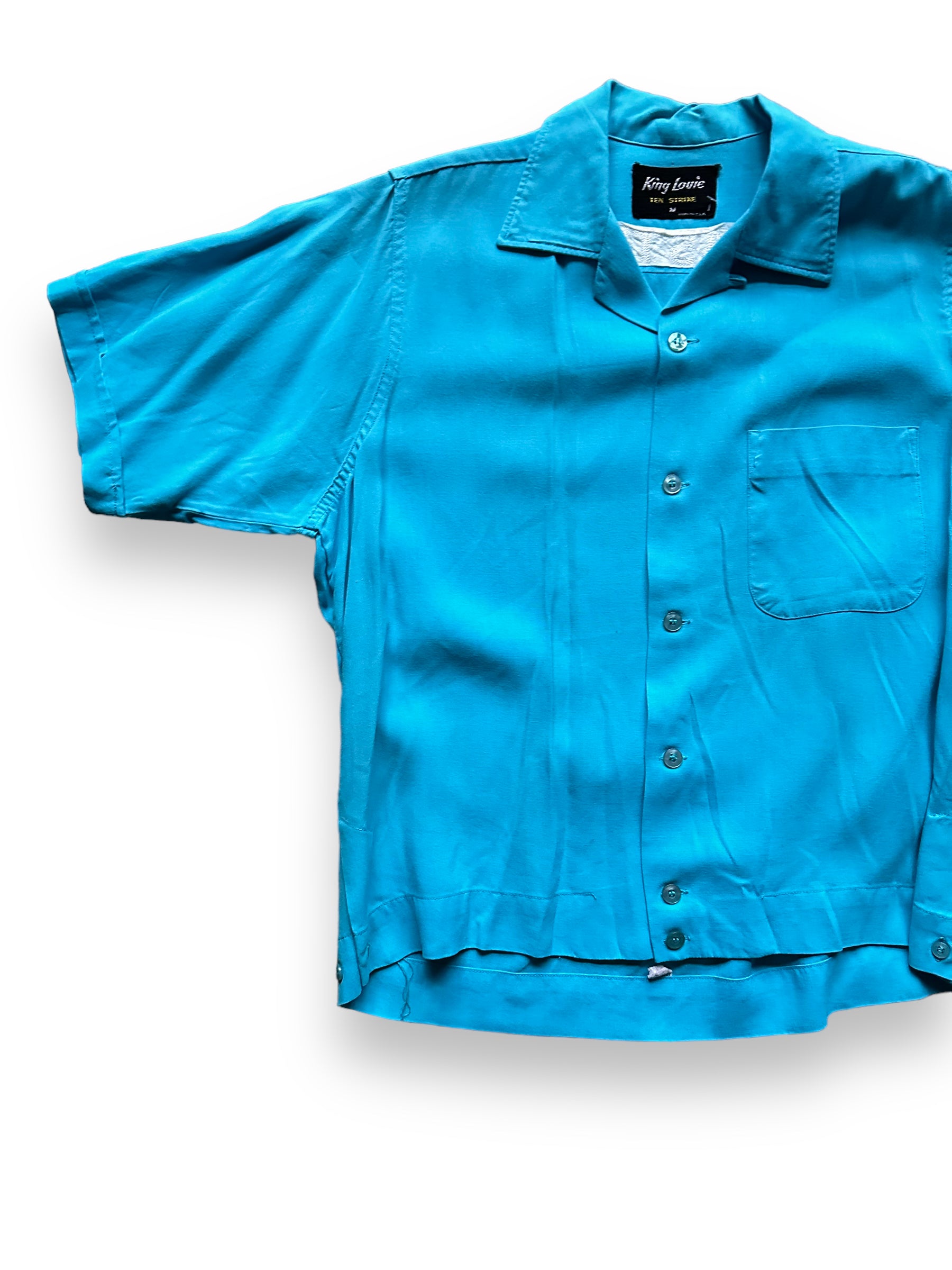 front right of Vintage 745th Military Bowling Shirt SZ M | Vintage Bowling Shirt Seattle | Barn Owl Vintage Seattle