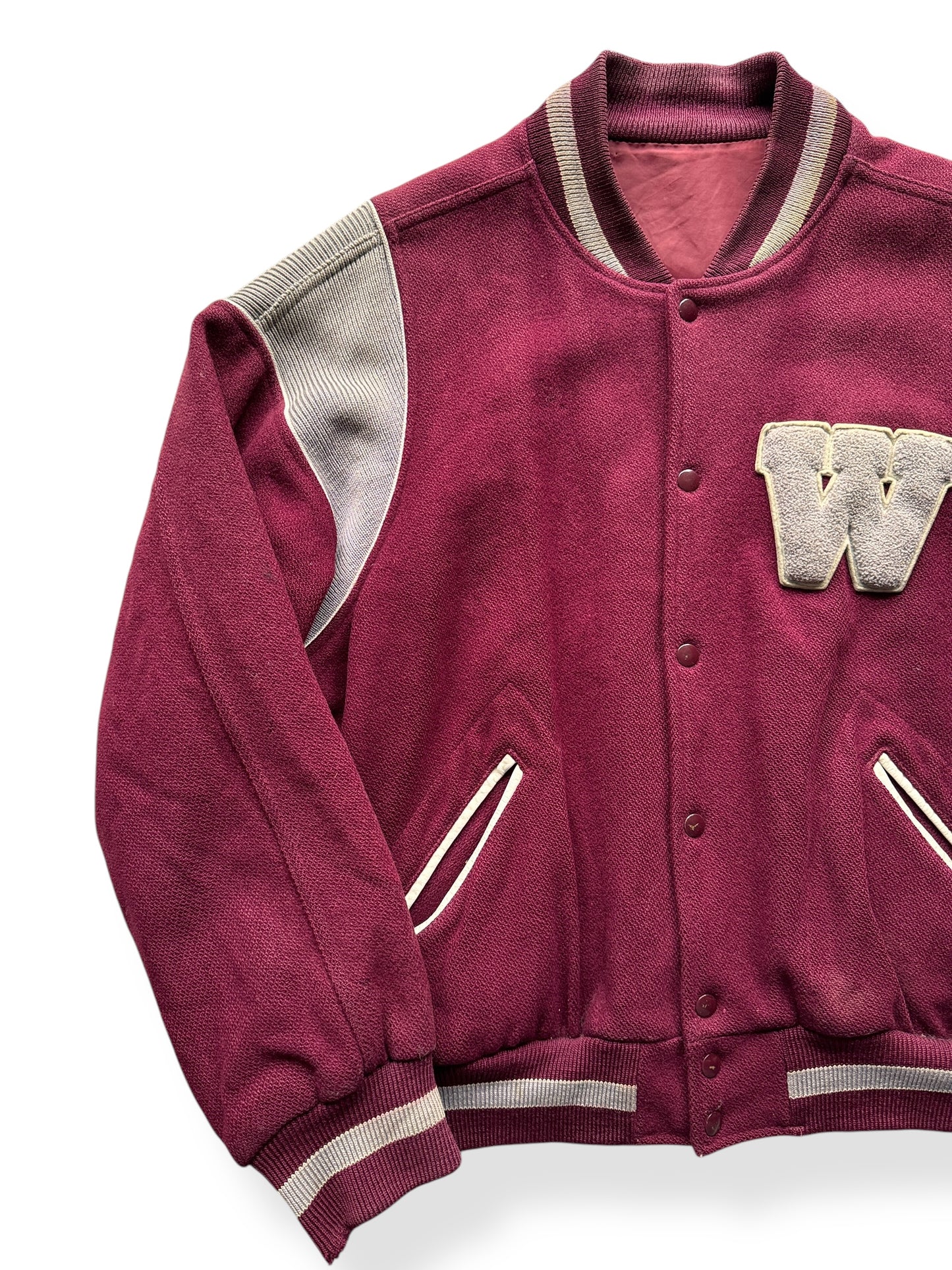Front Right of Vintage W Varsity Jacket SZ XXL